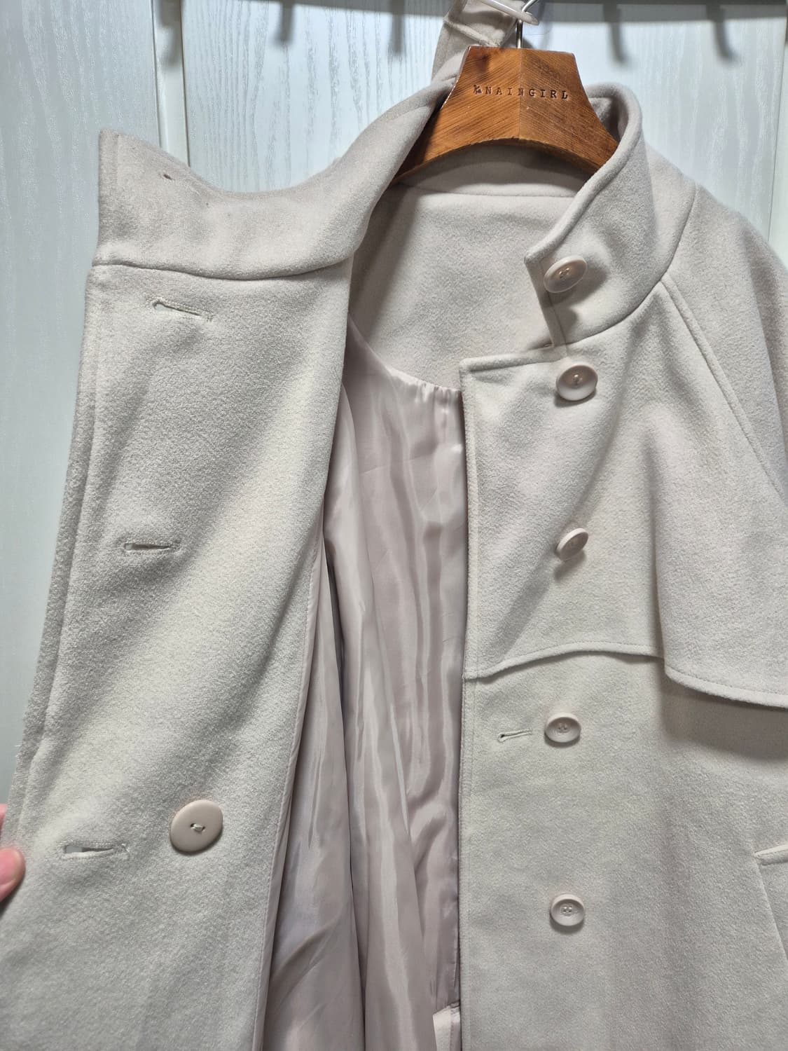 JPN빈티지.아이보리 케이프 롱 코트 상품이미지5