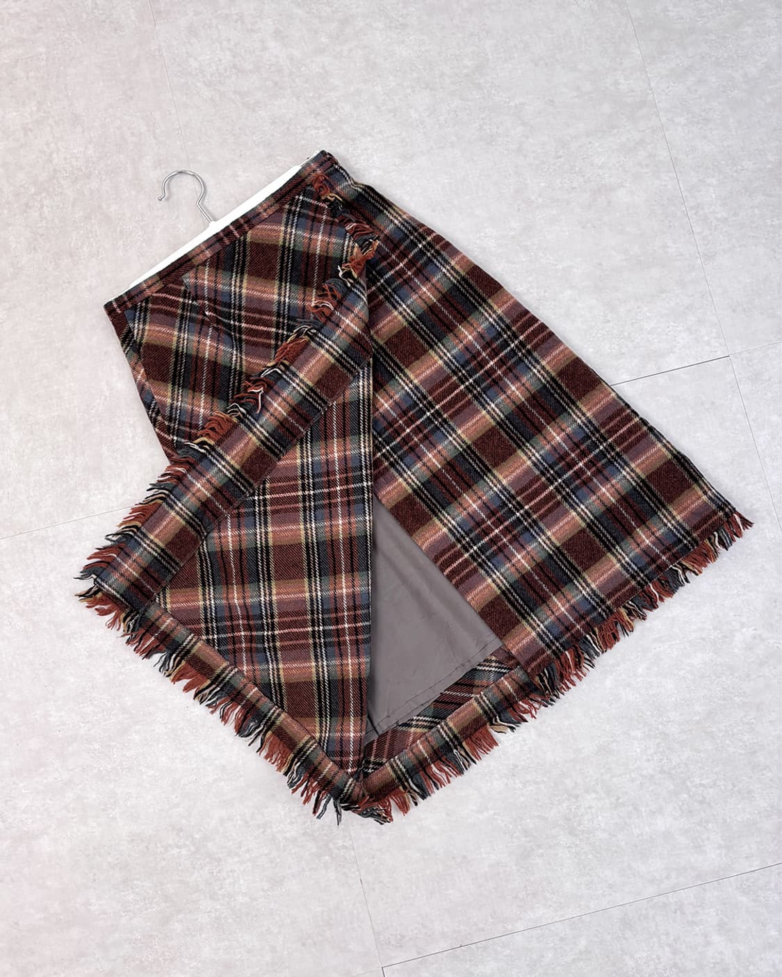 SCAPA autumn wool check midi wrap skirt 상품이미지2
