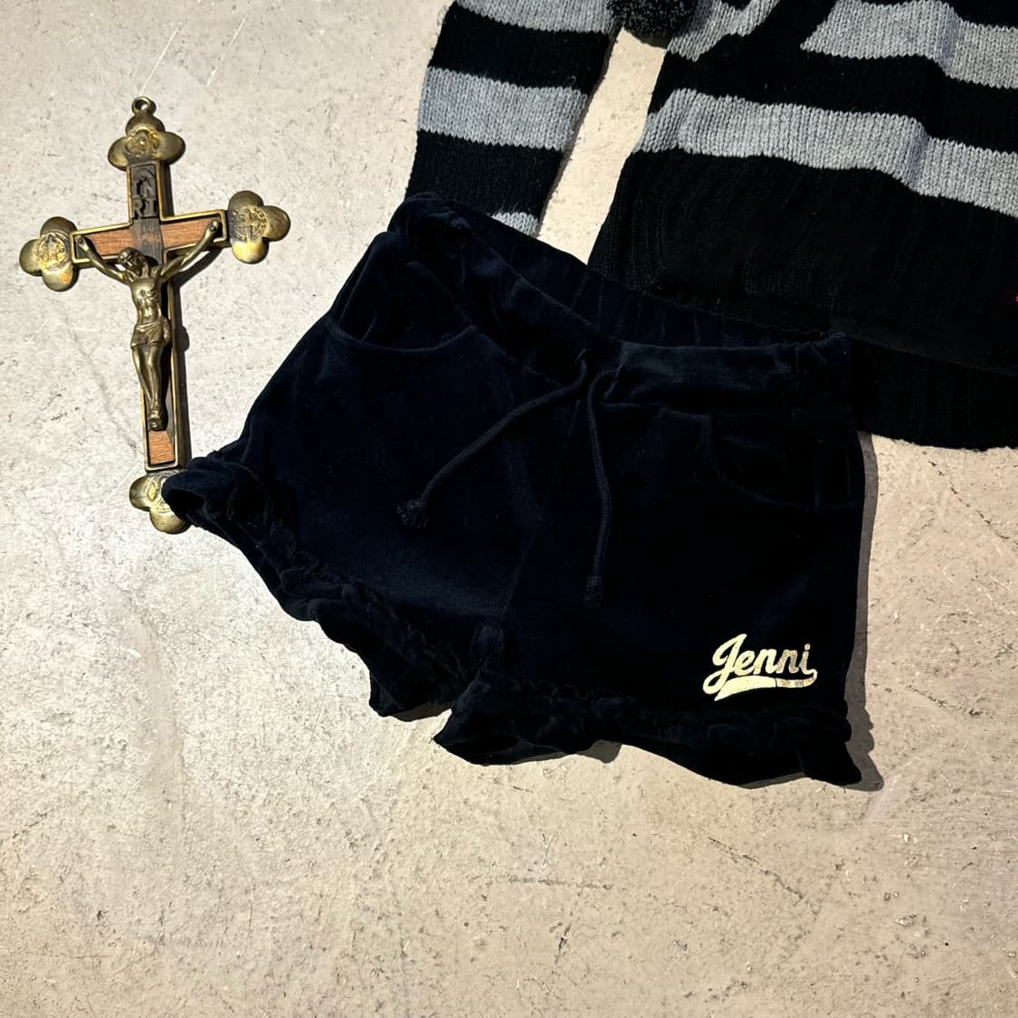 JENNI 프릴 벨벳 반바지 상품이미지2