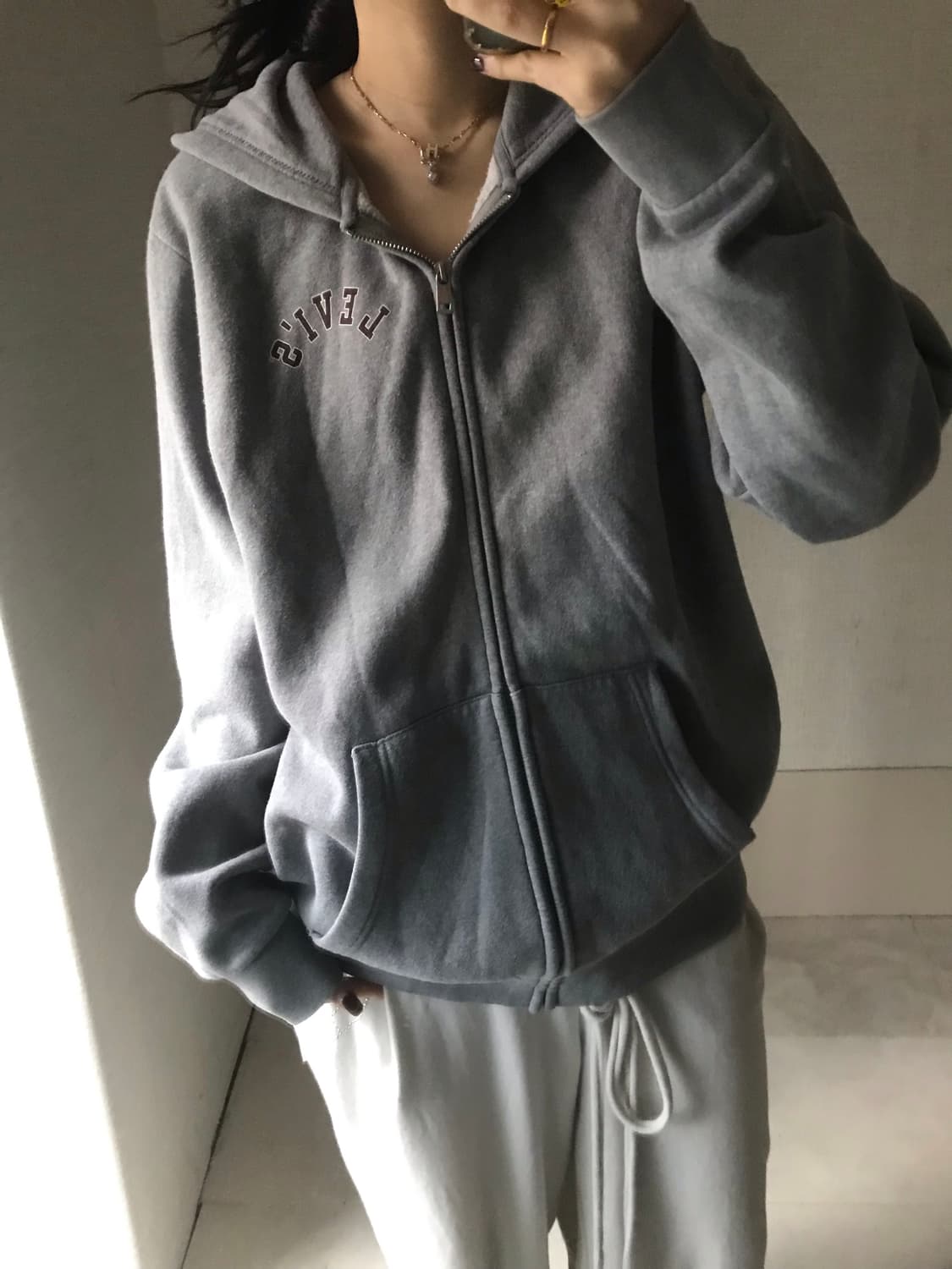 리바이스 그레이 빅로고 후드집업 상품이미지2