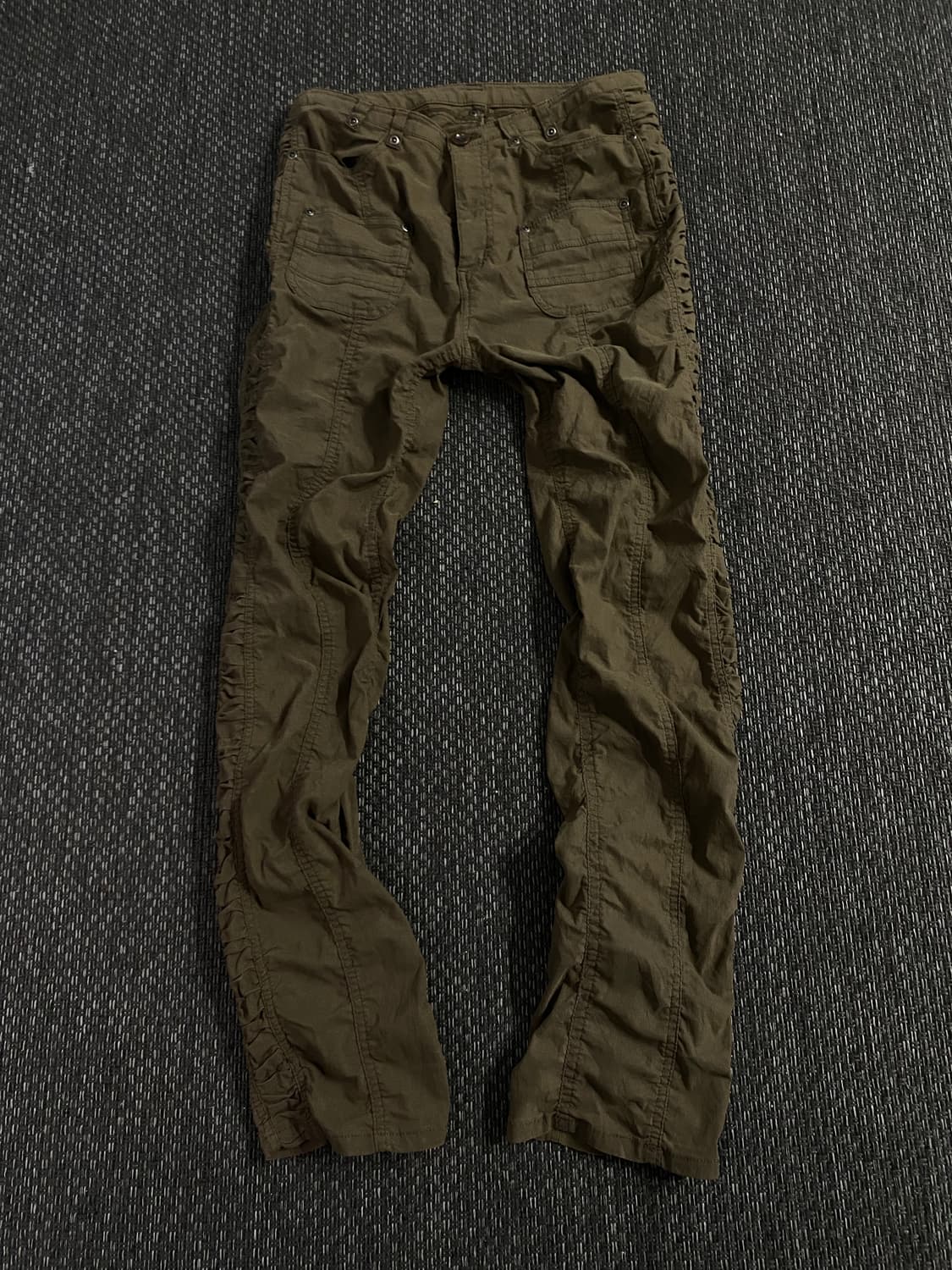  Shirring Detail Slim Fit Khaki Pants 상품이미지4