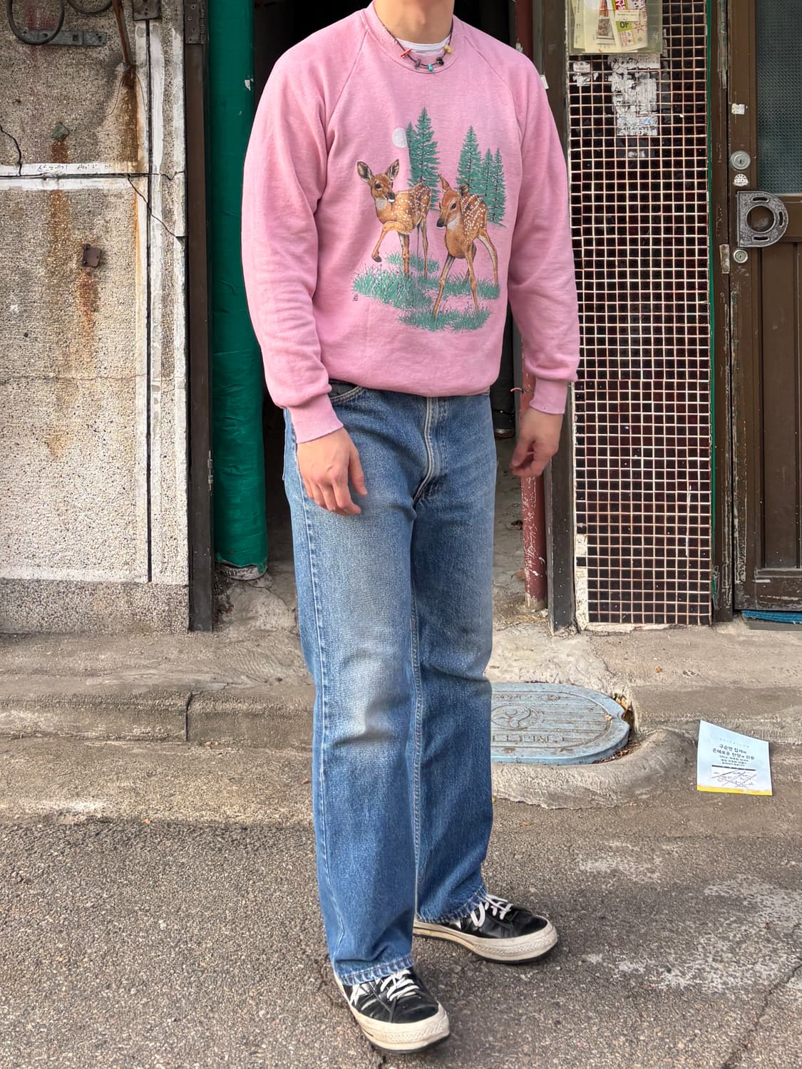 RH-05 90s 저지스 핑크 워싱, 데미지 커스텀 빈티지 스웻셔츠 상품이미지6