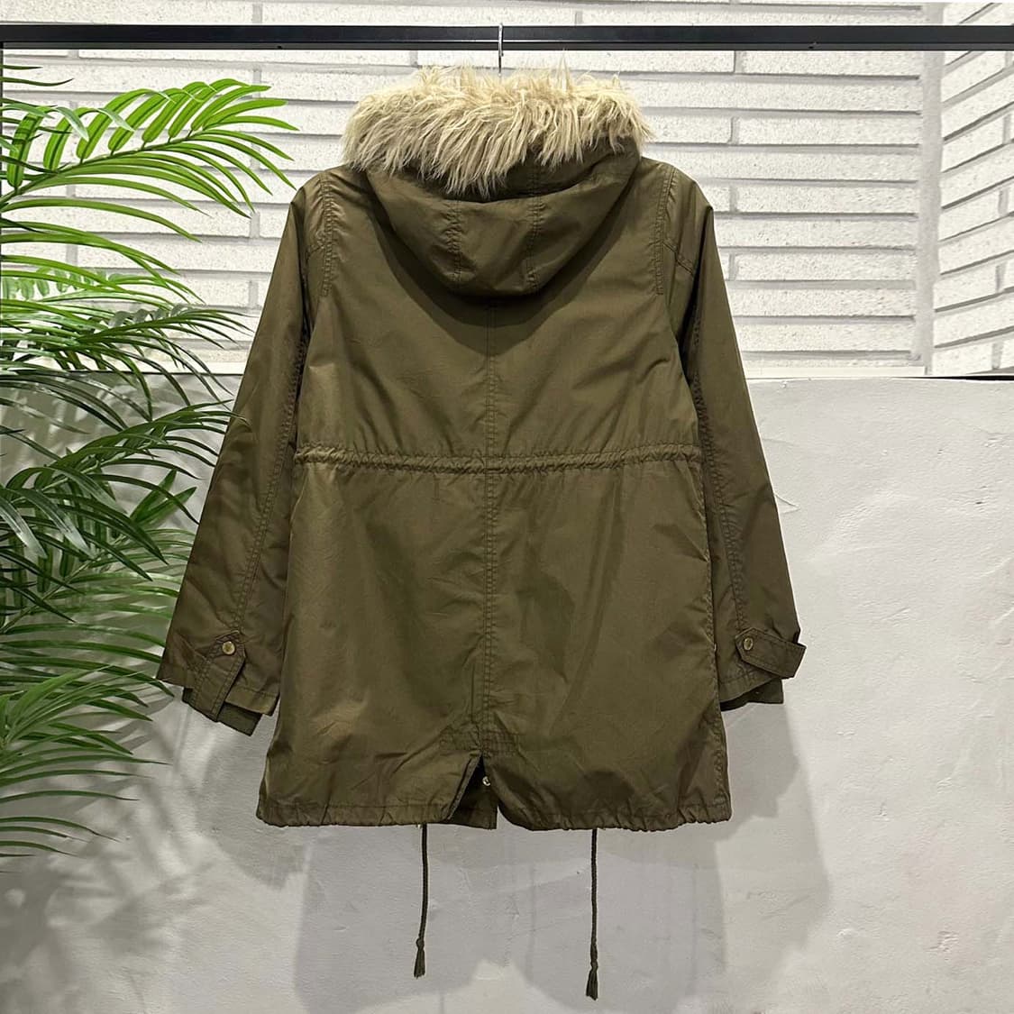  JPN VINTAGE 야상 파카 퍼후드 탈부착 안감 스트링 디테일 카키 상품이미지3