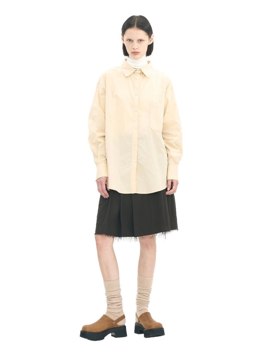 파르티멘토 우먼 cut off pleats skirt brown S 상품이미지2