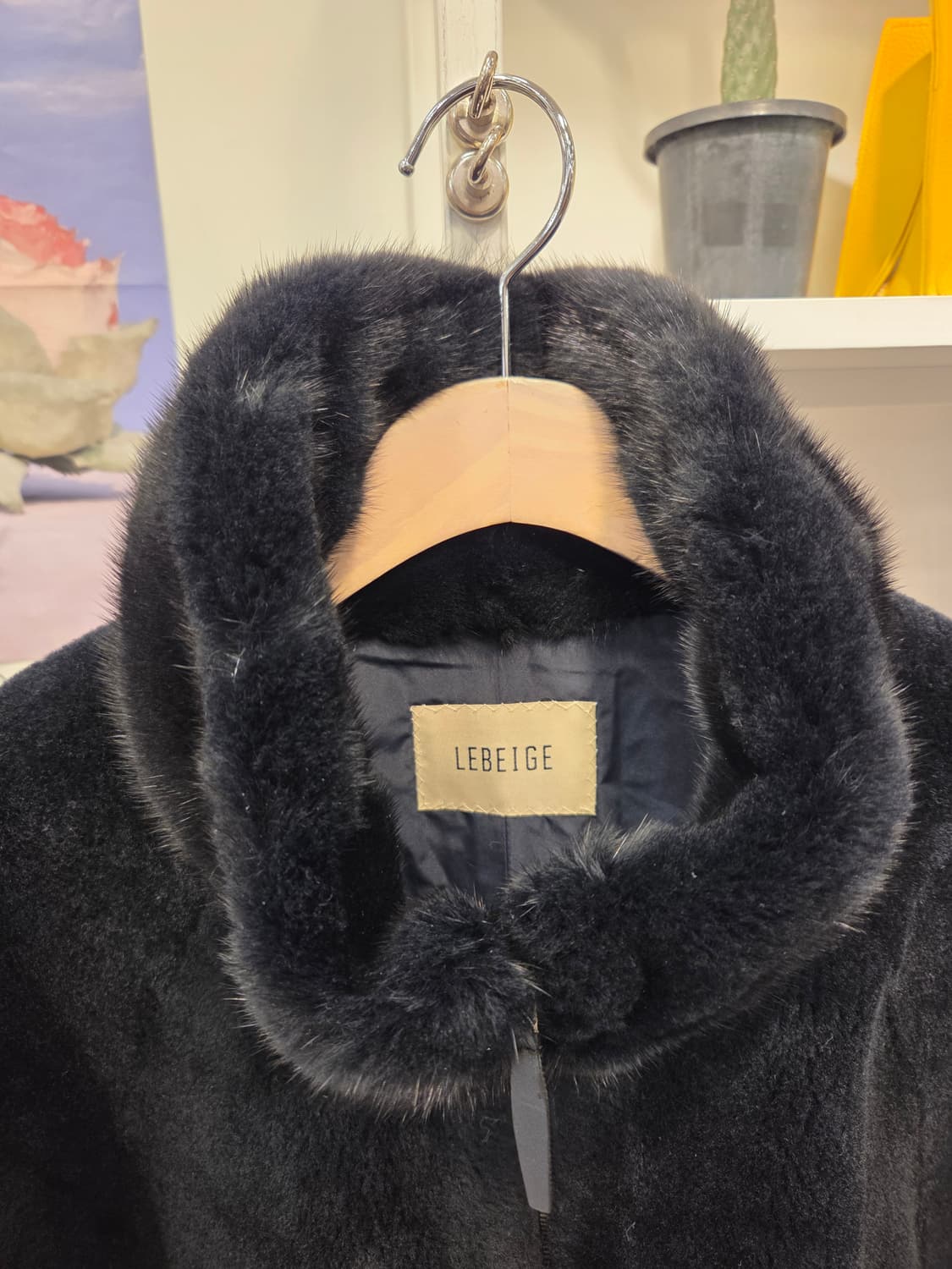 르베이지 밍크카라 양모 패딩 구스 상품이미지2