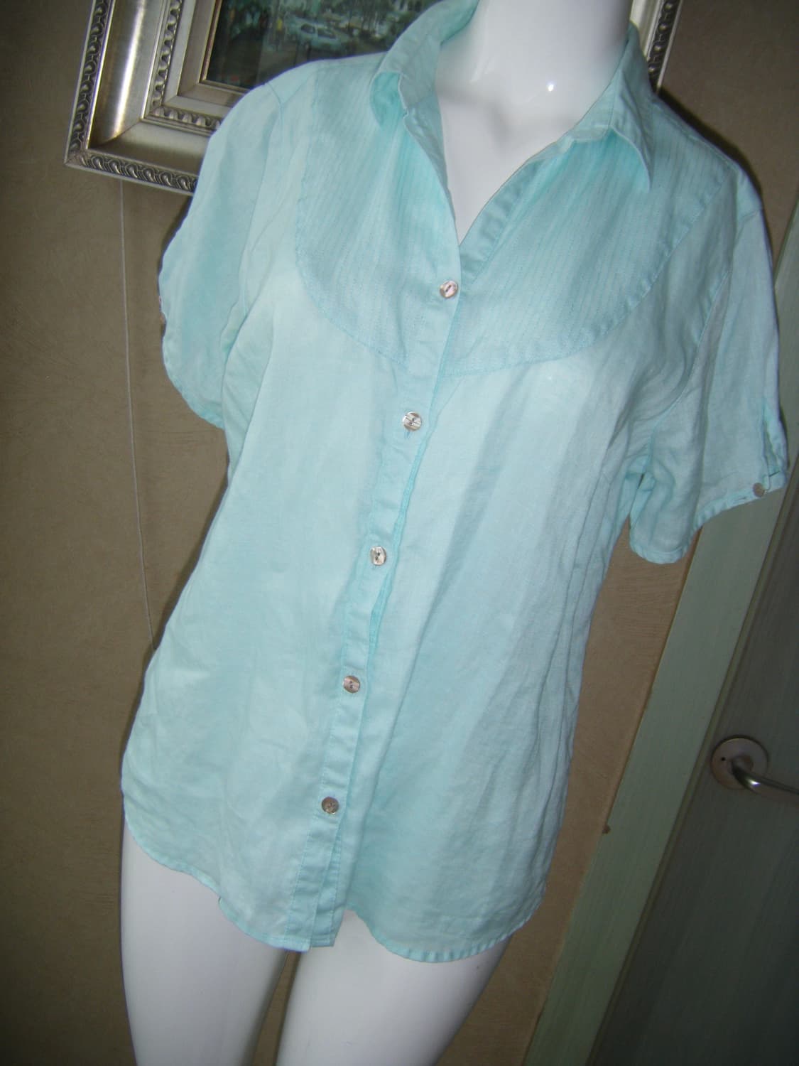 [Eddie Bauer]vintage linen shirt in mint 상품이미지2