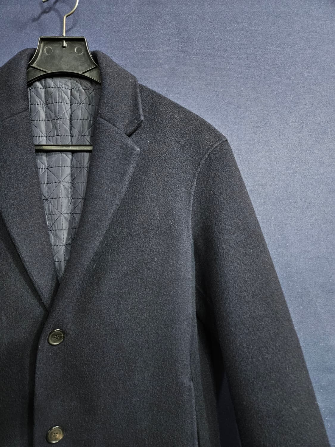 헤지스 네이비 남성 슬림핏 100 롱코트  상품이미지4