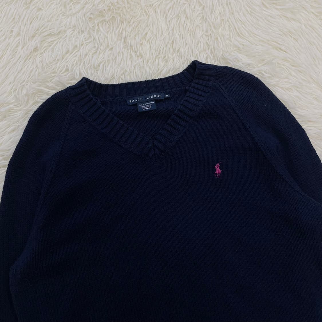 폴로 랄프로렌 포니 로고 브이넥 니트 네이비 상품이미지3