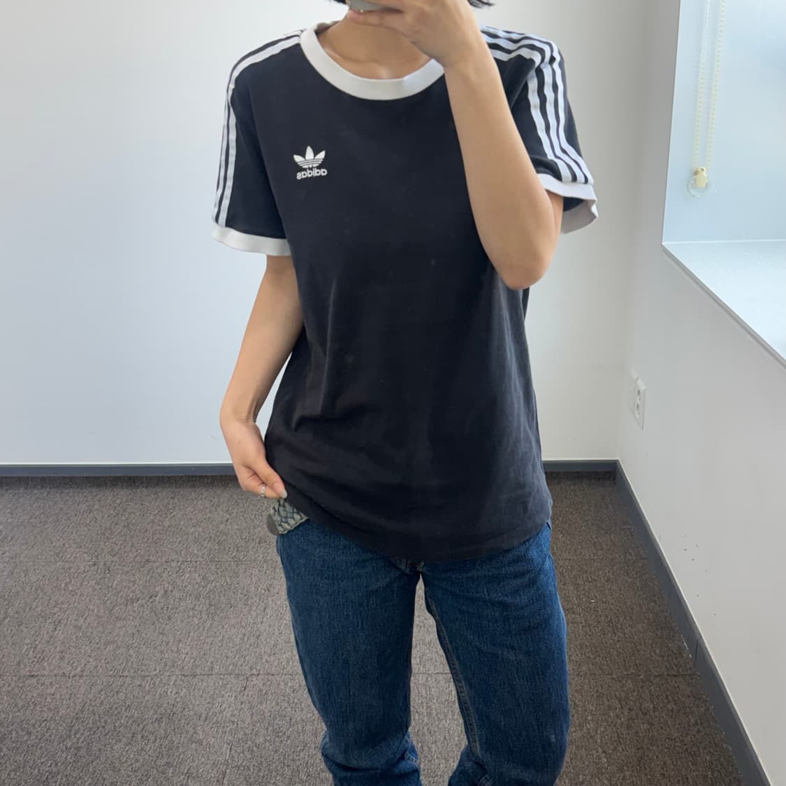 Adidas 아디다스 파이어로고 블랙 코튼 반팔 상품이미지1