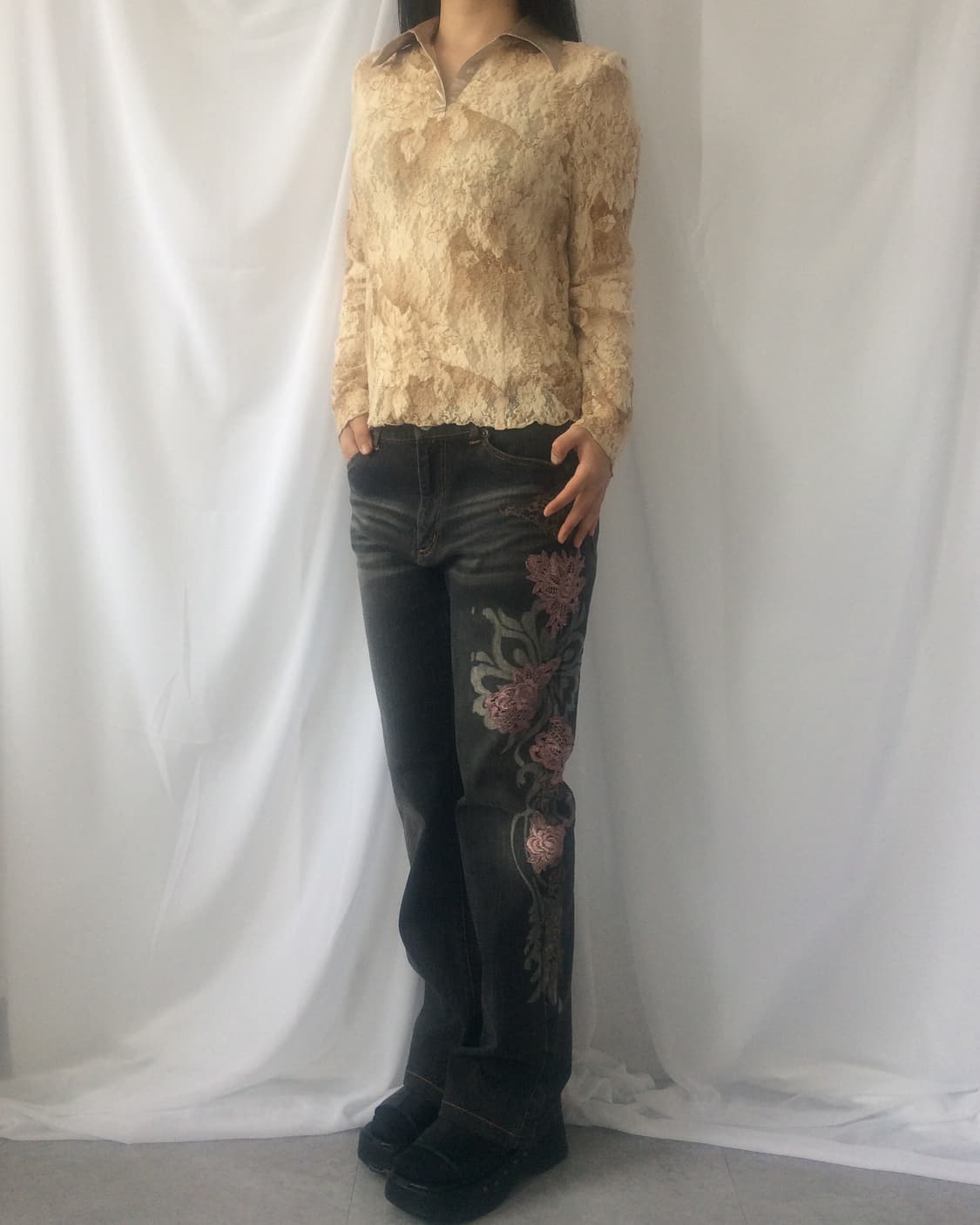 Oriental mood patch point denim pants 상품이미지7