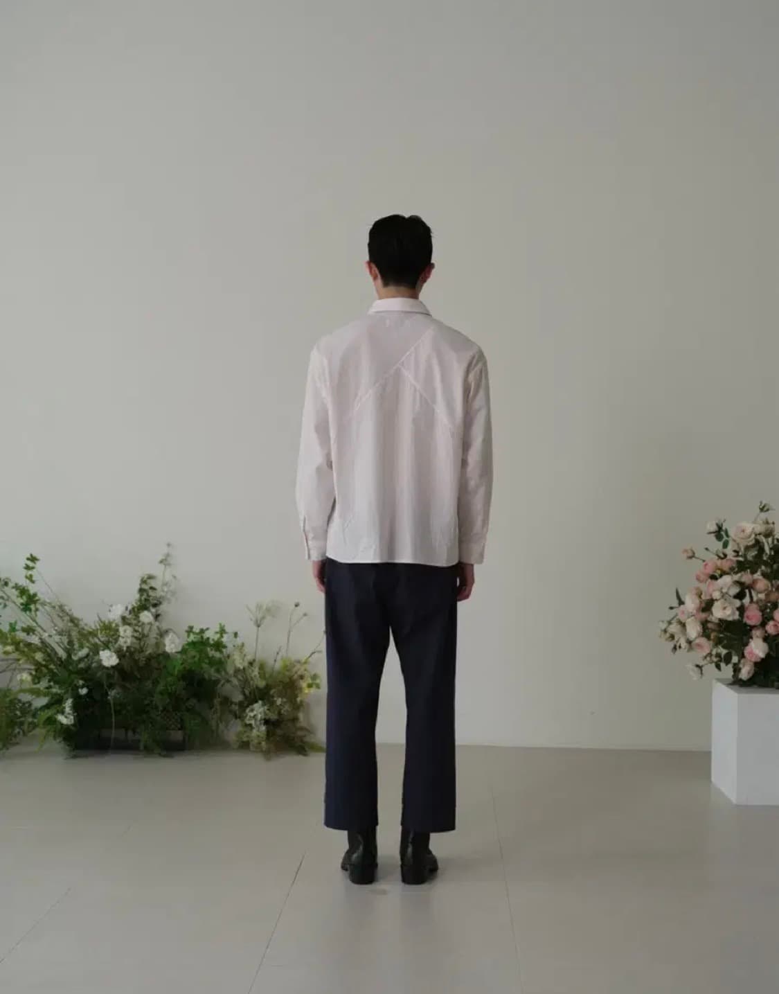 웨이비니스 오리가미 스트라이프 셔츠 핑크 상품이미지3