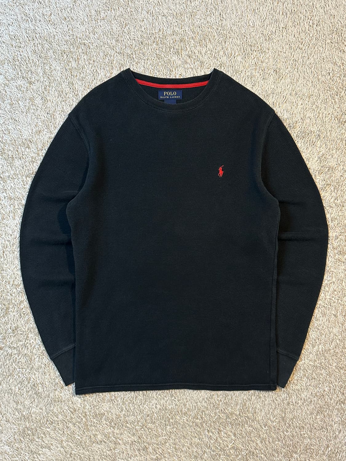 폴로 랄프로렌 POLO 신형 와플 니트 롱슬리브 긴팔 블랙 상품이미지1