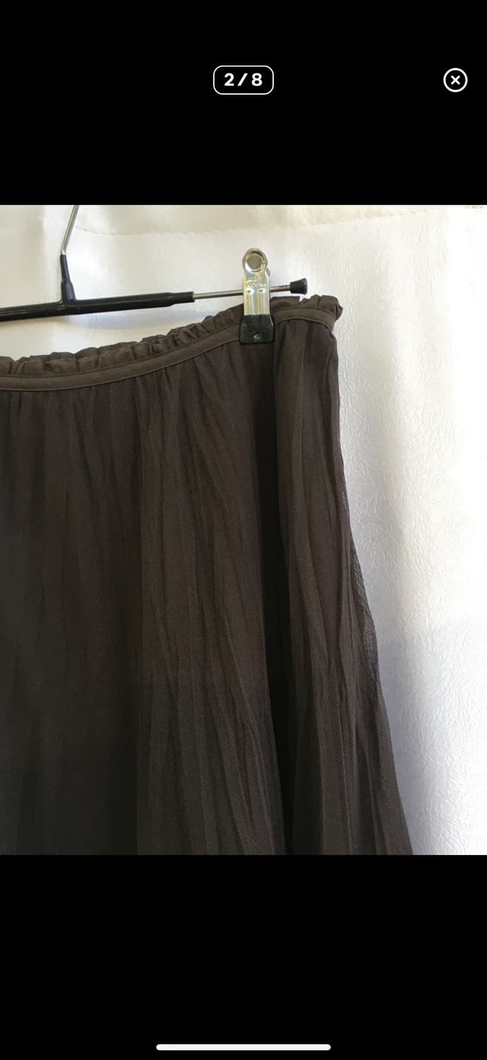 일본 빈티지 셔링 레이어드 롱스커트 브라운 상품이미지2