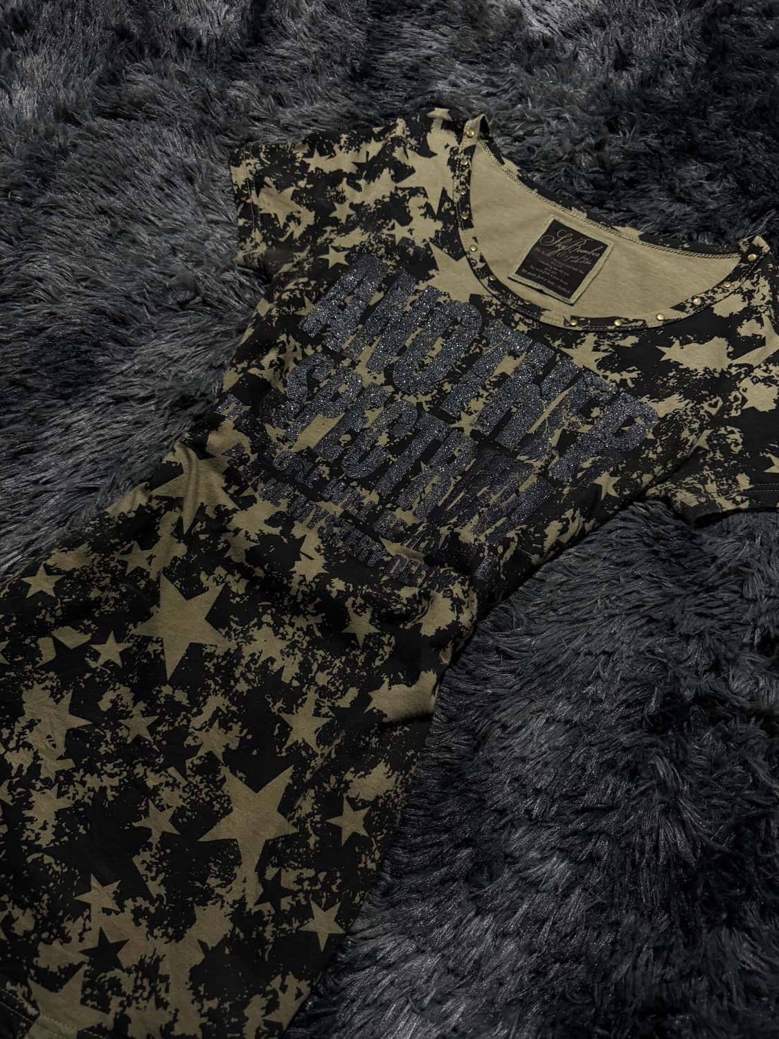 Sky Bomber 스타 패턴 글리터 프린팅 반팔 티셔츠 상품이미지3