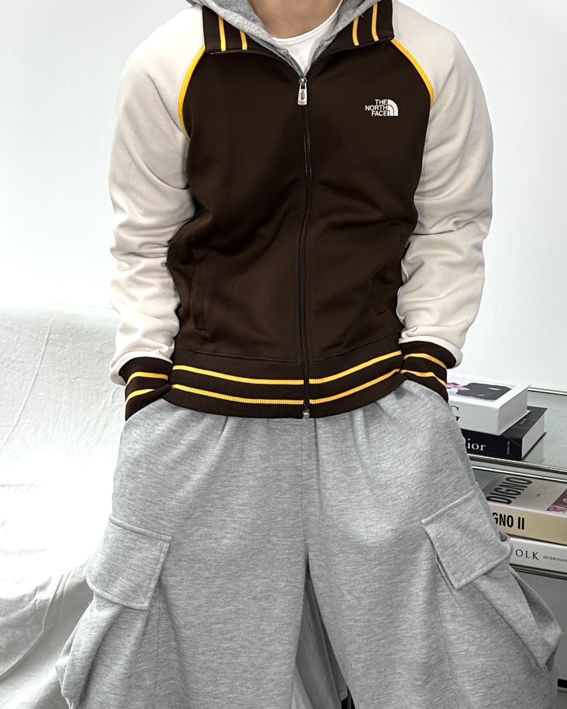 노스페이스 브라운 배색 트랙탑 져지 XL 상품이미지1