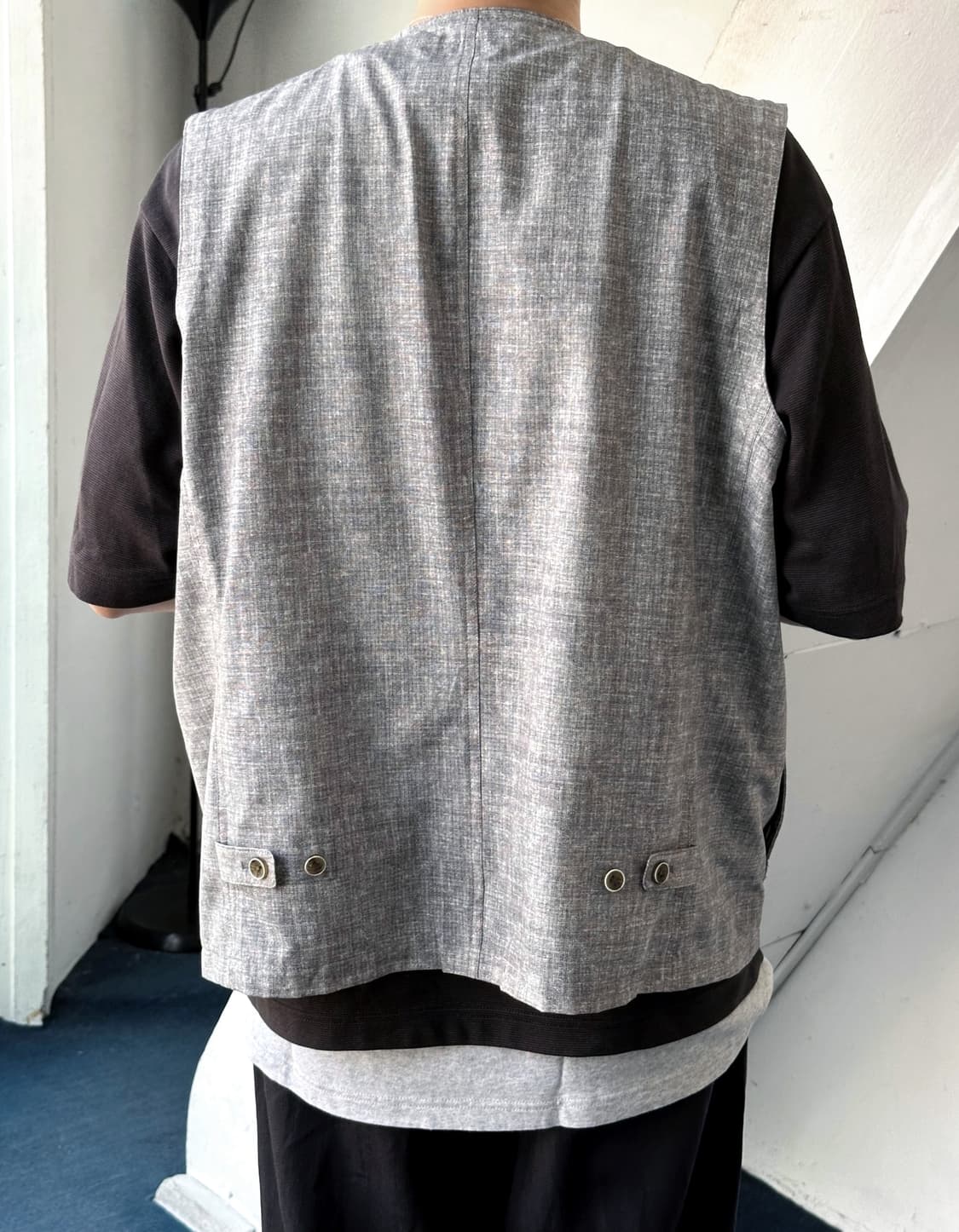 Washed fabric design work vest 상품이미지10