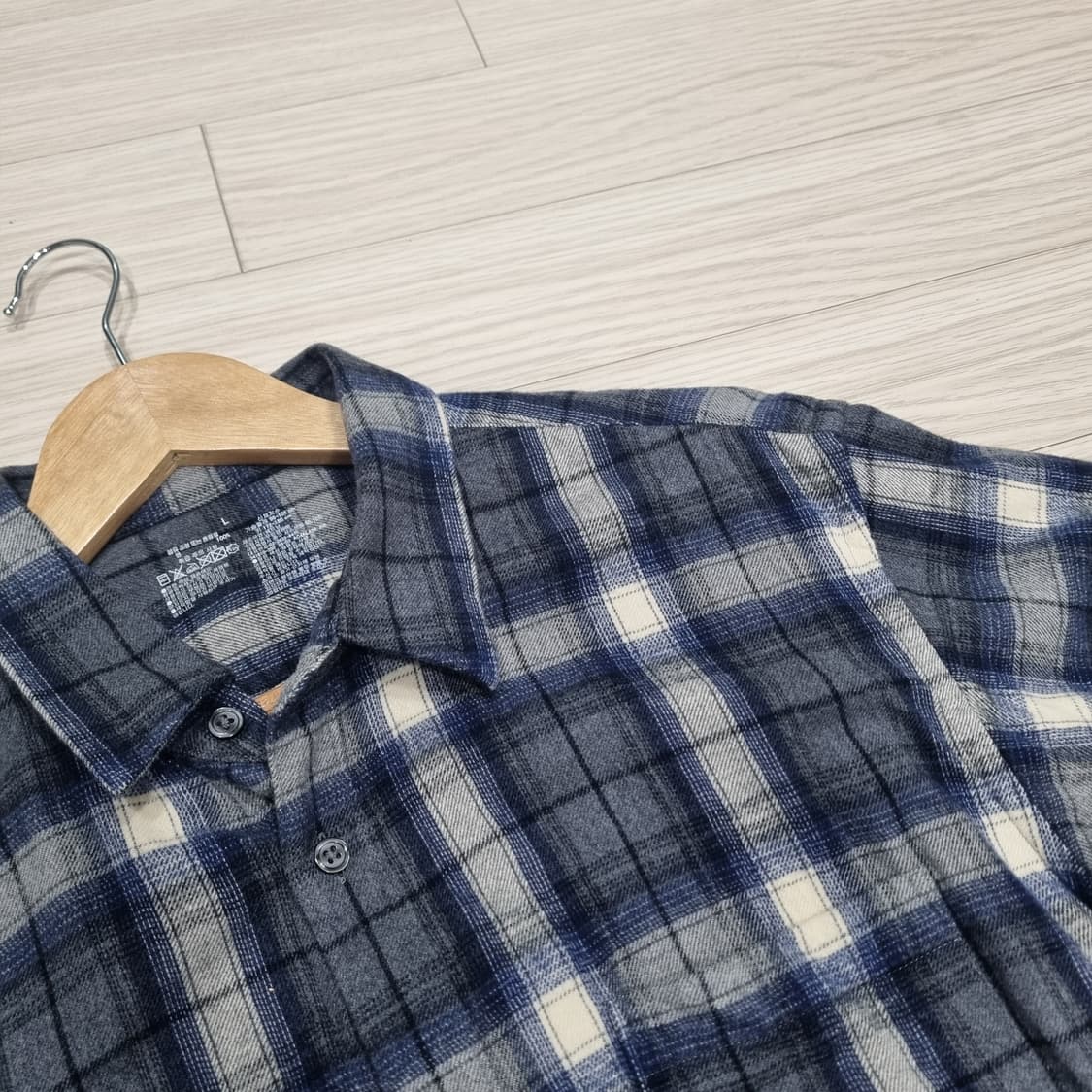 MUJI 무인양품 플란넬 체크셔츠 블루 L사이즈 상품이미지1