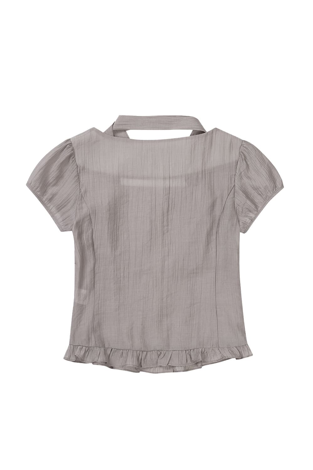 일리고 리본 타이 스퀘어넥 블라우스 그레이 상품이미지2