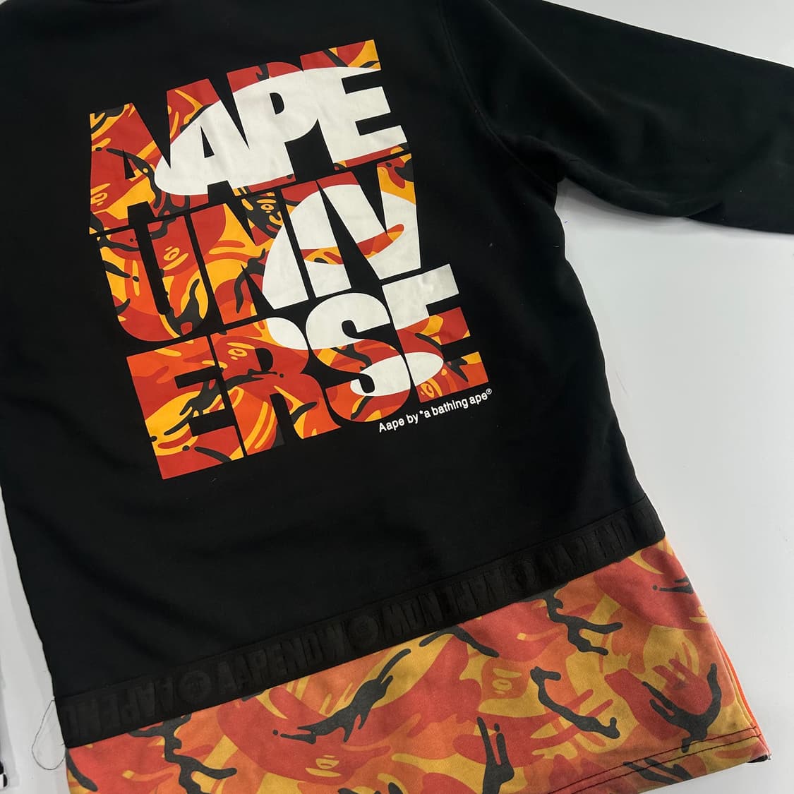 Aape 에이프 오렌지 카모 백포인트 블랙 후드티  상품이미지7