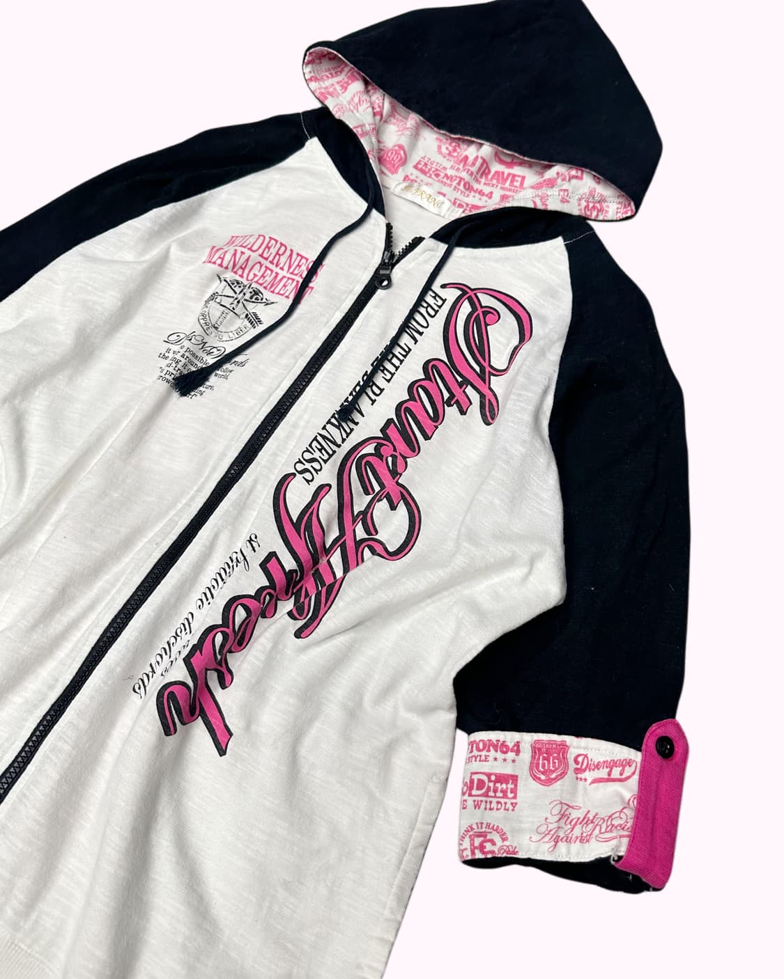 pink lettering raglan hood zip-up 상품이미지4