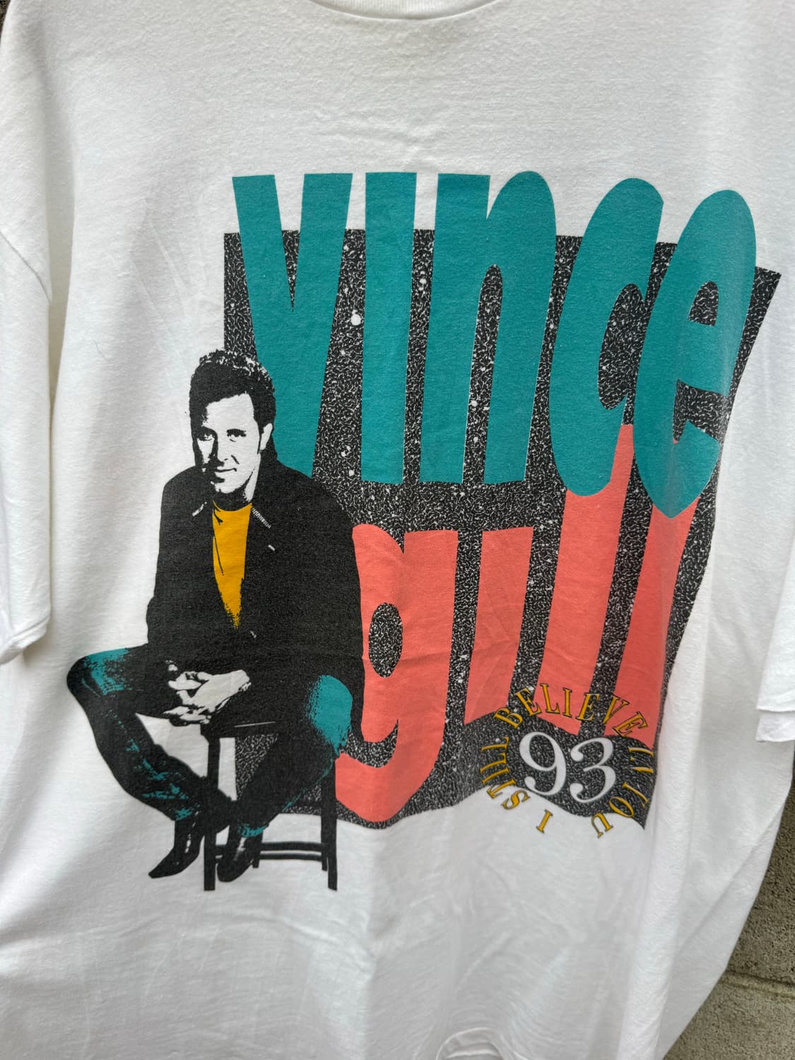 90s 헤인즈 vince gill 월드투어 밴드 반팔 티셔츠 싱글스티치 상품이미지3