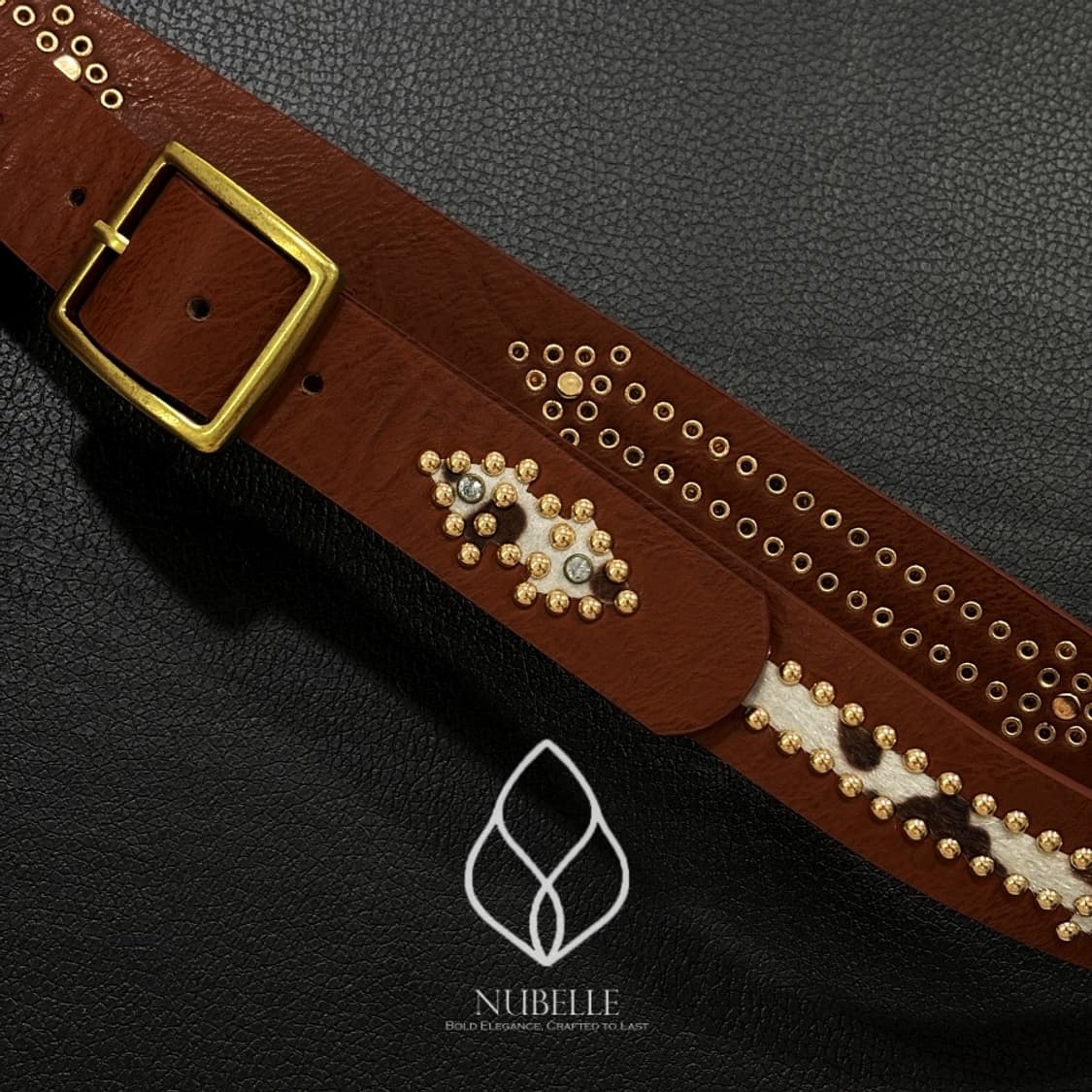 🌗 Arrow cow hair belt / 화살표 카우 호피 가죽 벨트 상품이미지7