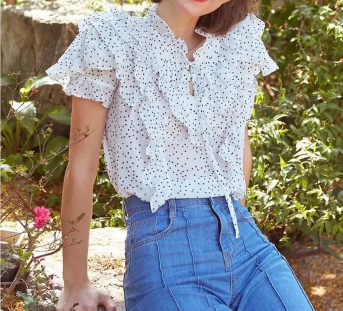 바이탈사인 프릴 윙 블라우스 Dot 상품이미지2