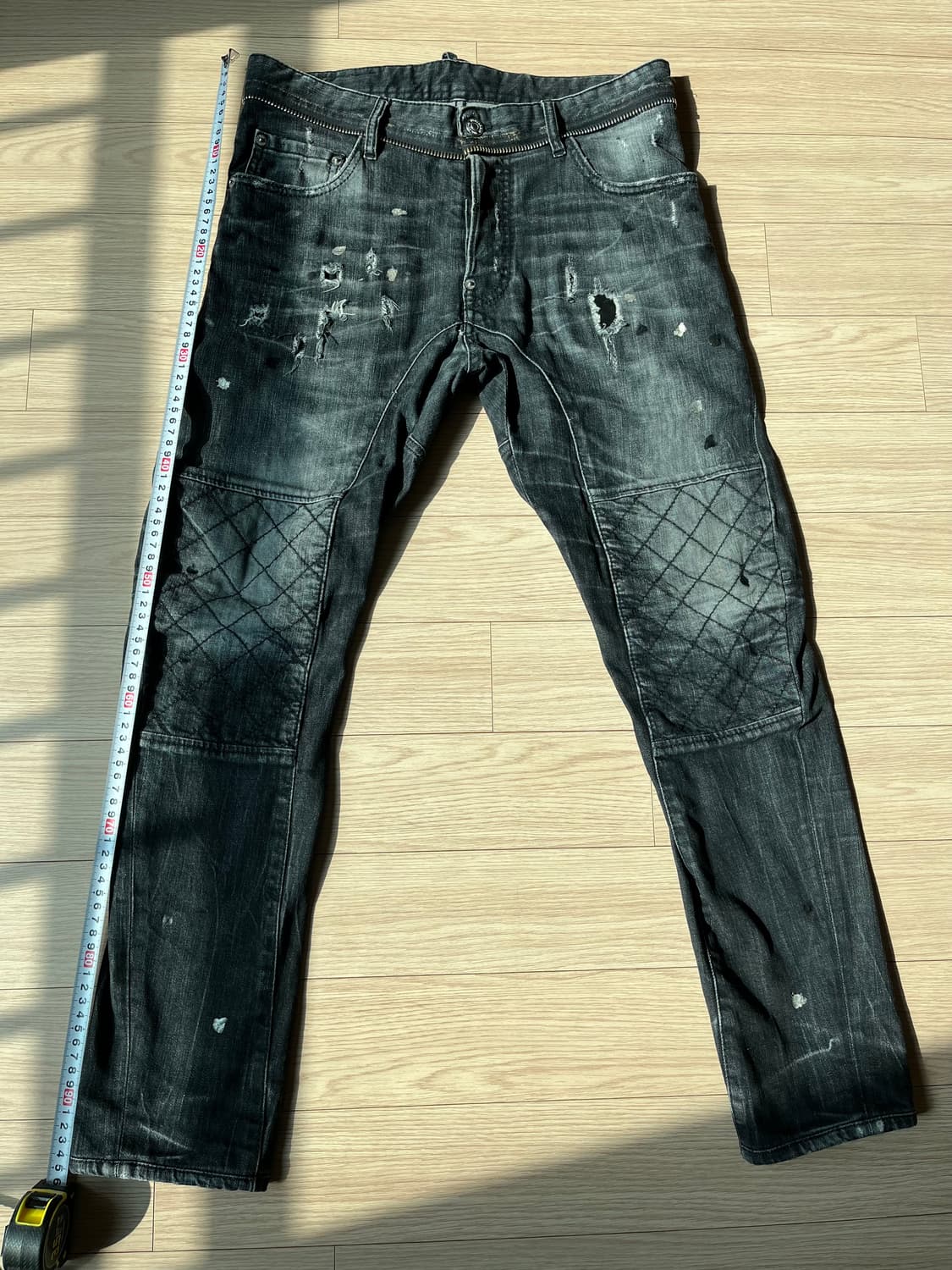 디스퀘어드2 블랙 퀼팅 바이커 청바지 46 상품이미지8