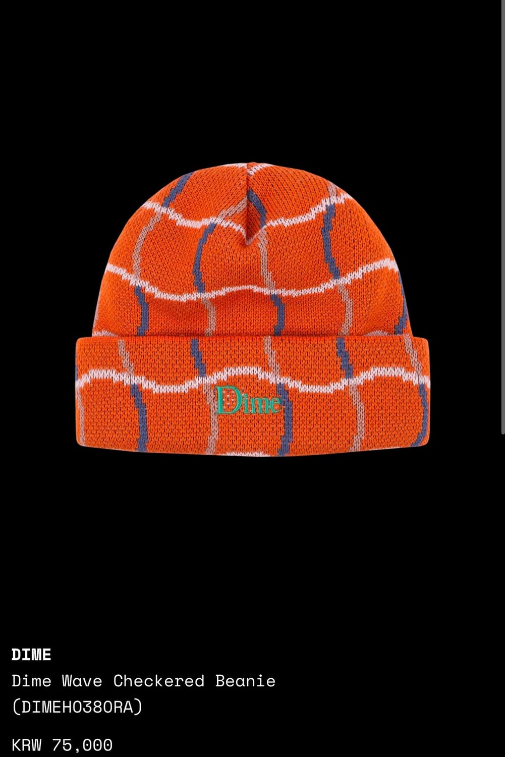 Dime  Wave Checkered 비니 오렌지색상 상품이미지1