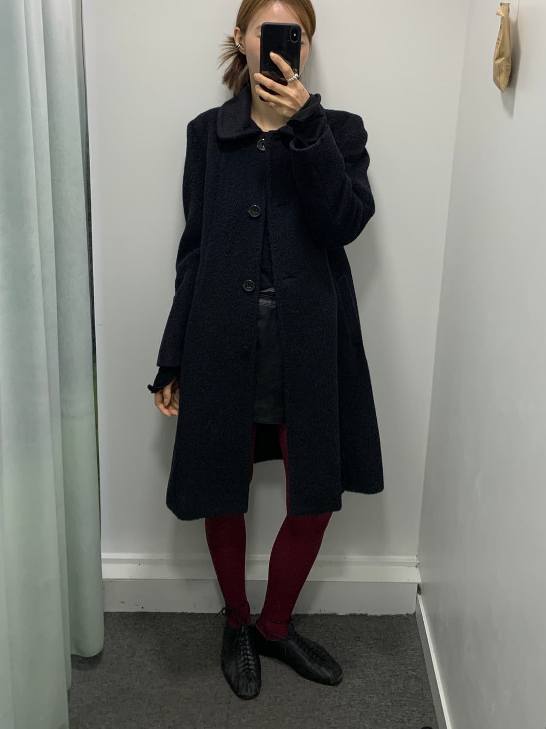 크로커다일 수리 알파카 블랙 롱코트 상품이미지7