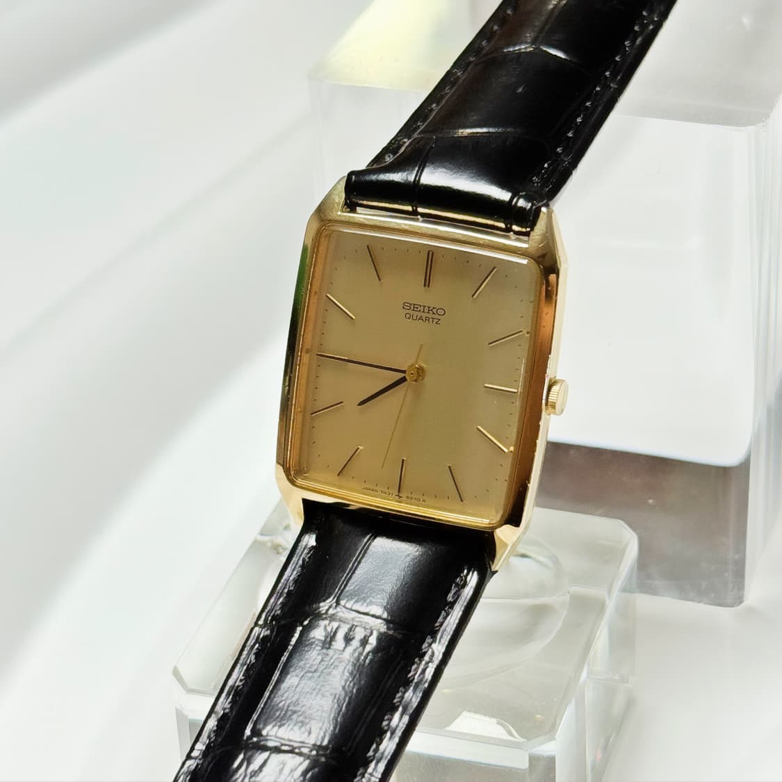 80s90s 빈티지 세이코 미니멀 골드 탱크 워치 상품이미지3