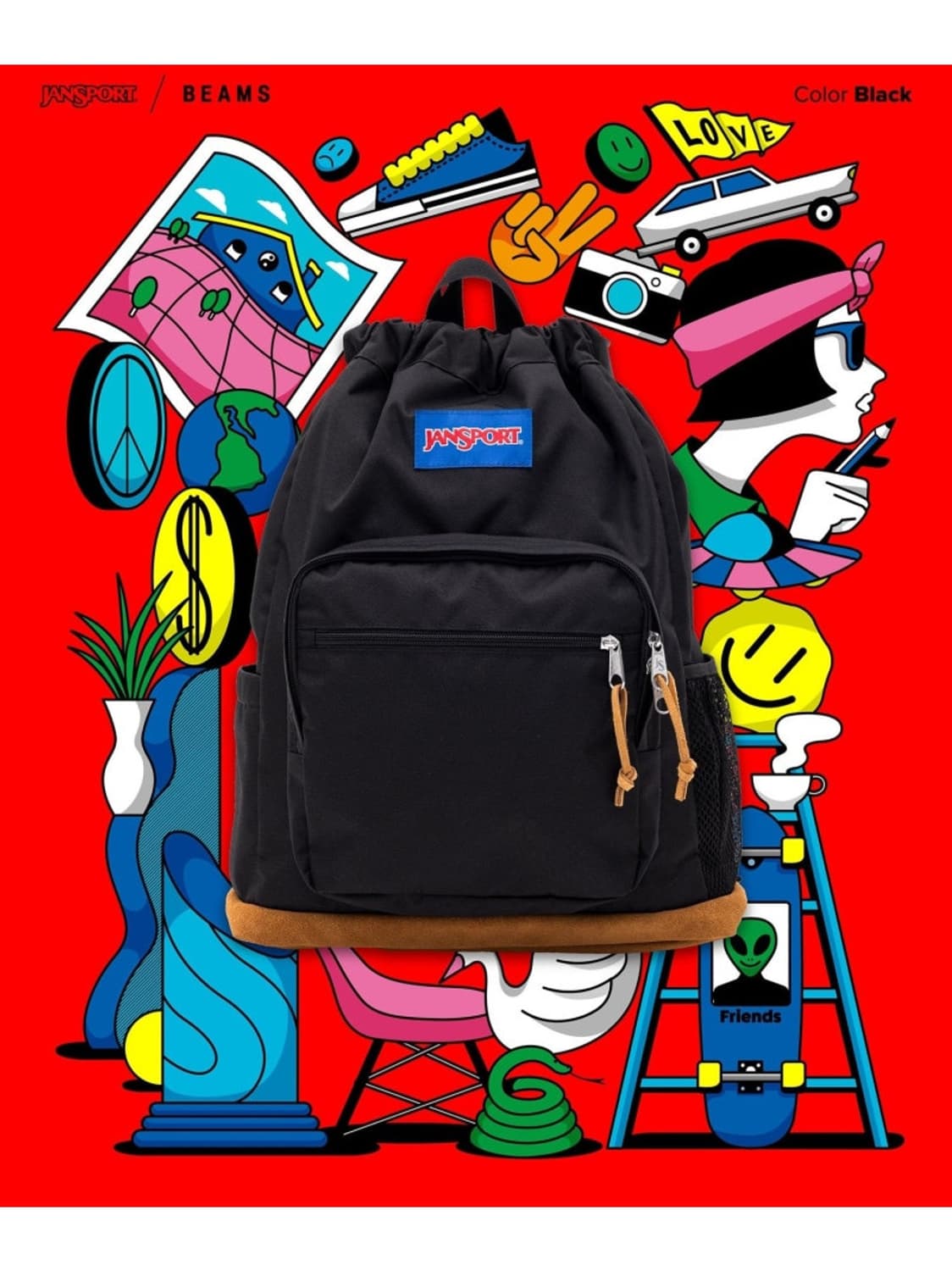 잔스포츠 빔즈 콜라보 백팩 블랙 상품이미지2