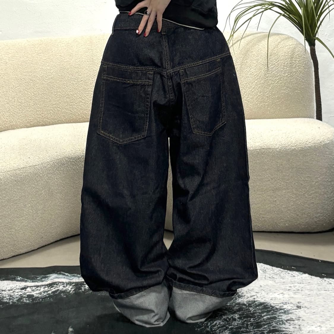 자체제작)롤업 셀비지 데님 벌룬 팬츠 상품이미지3