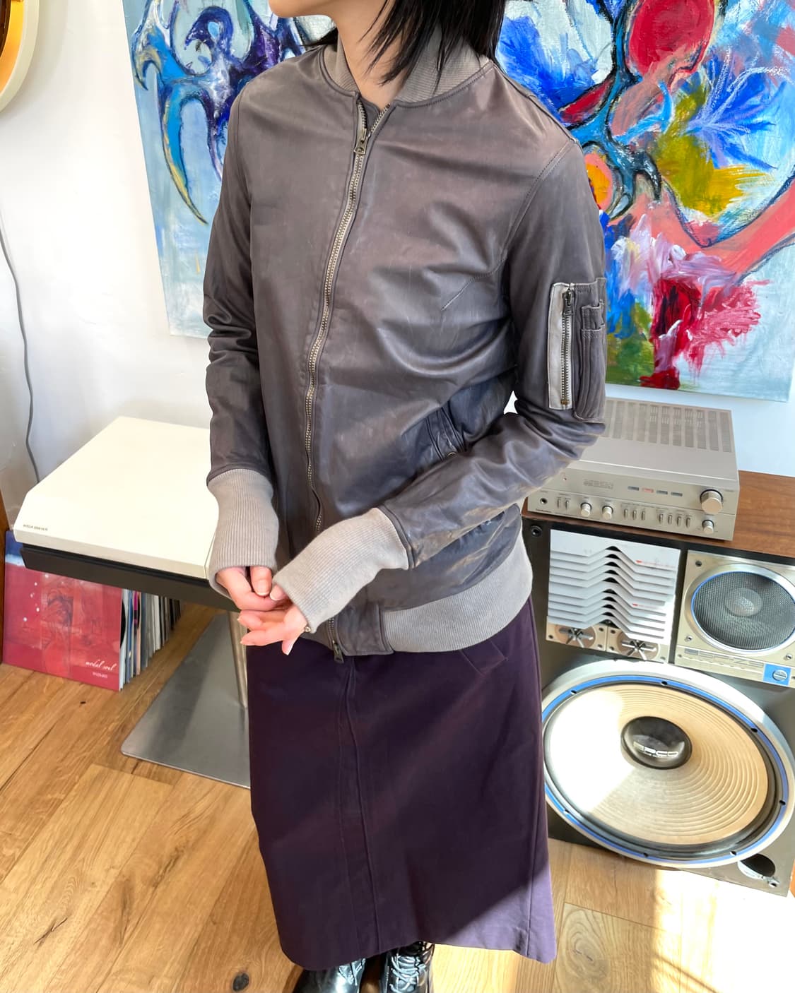 sisii 시시 레더 블루종 자켓 상품이미지1