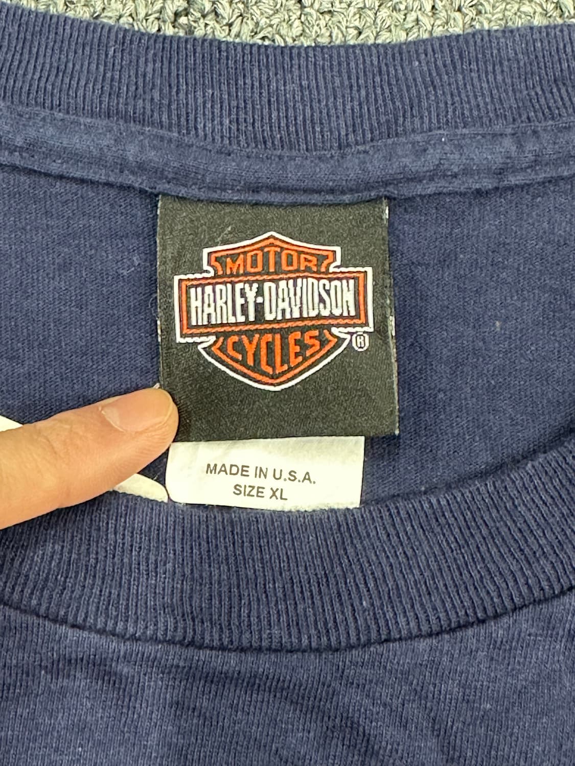 XL)할리데이비슨 빈티지 독수리 프린팅 네이비 반팔 상품이미지3