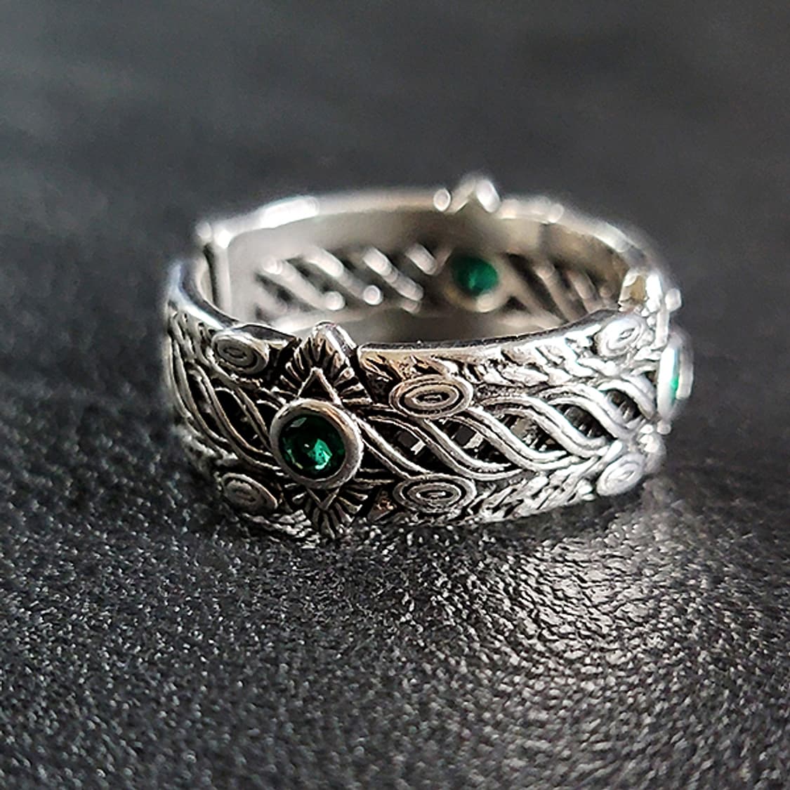 Axiom 백동 남자 엔틱 빈티지 명품 신화 고딕 에메랄드 반지 상품이미지2