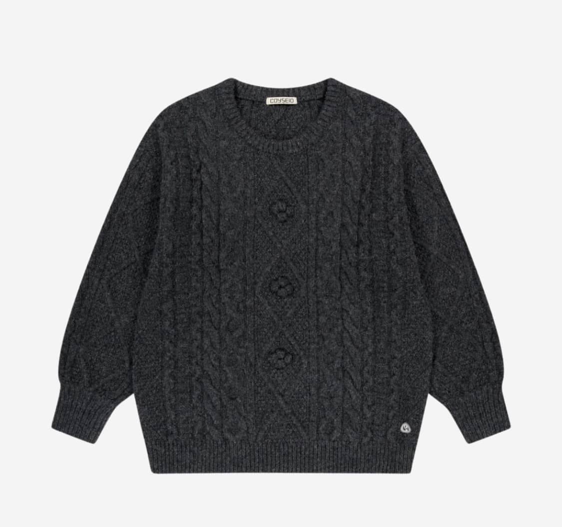 코이세이오 폼폼 케이블 니트 차콜 상품이미지1