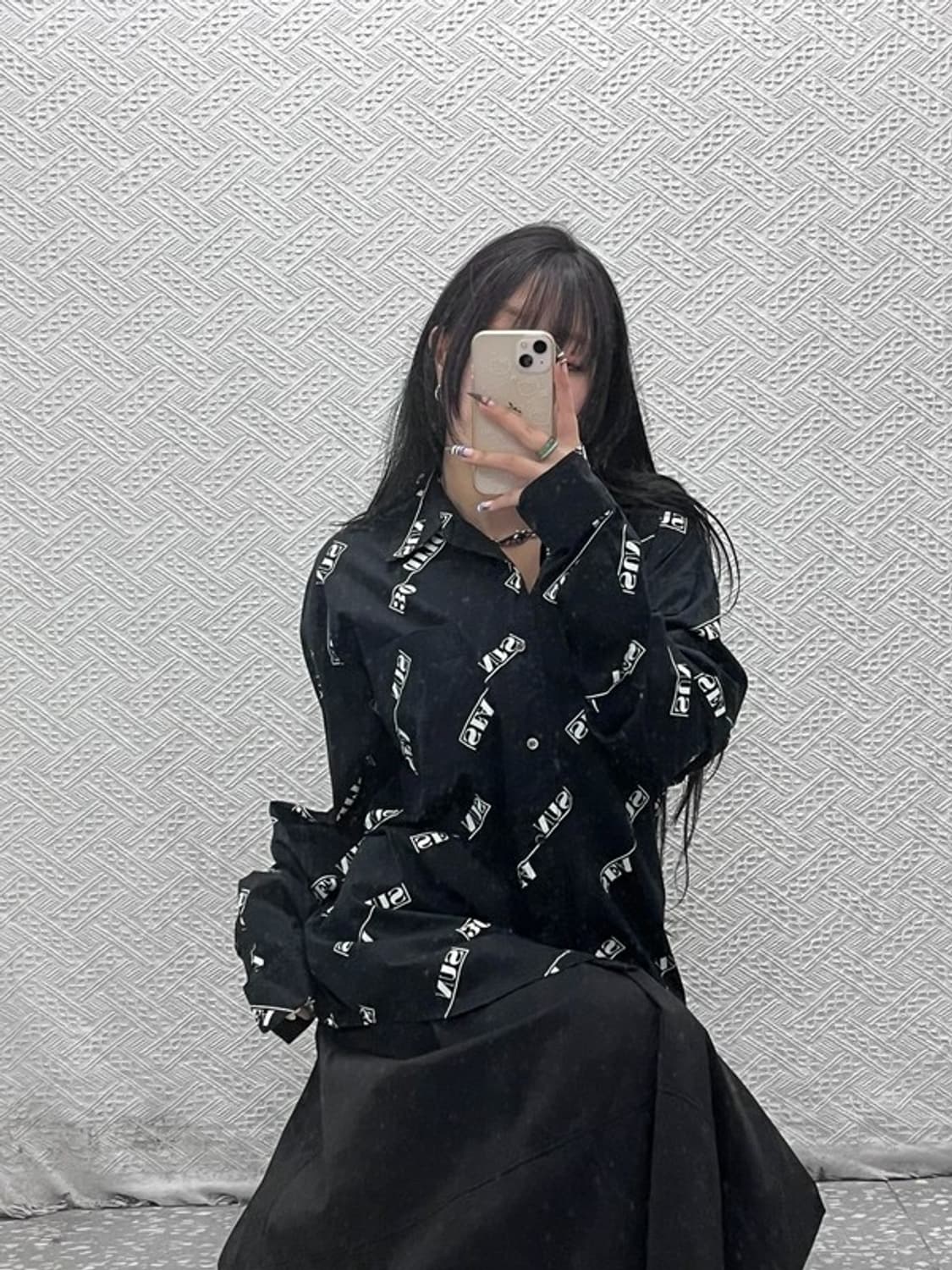 솔리드옴므 빈티지 스트릿 힙합 레터링 패턴 셔츠 52 C07815 상품이미지2