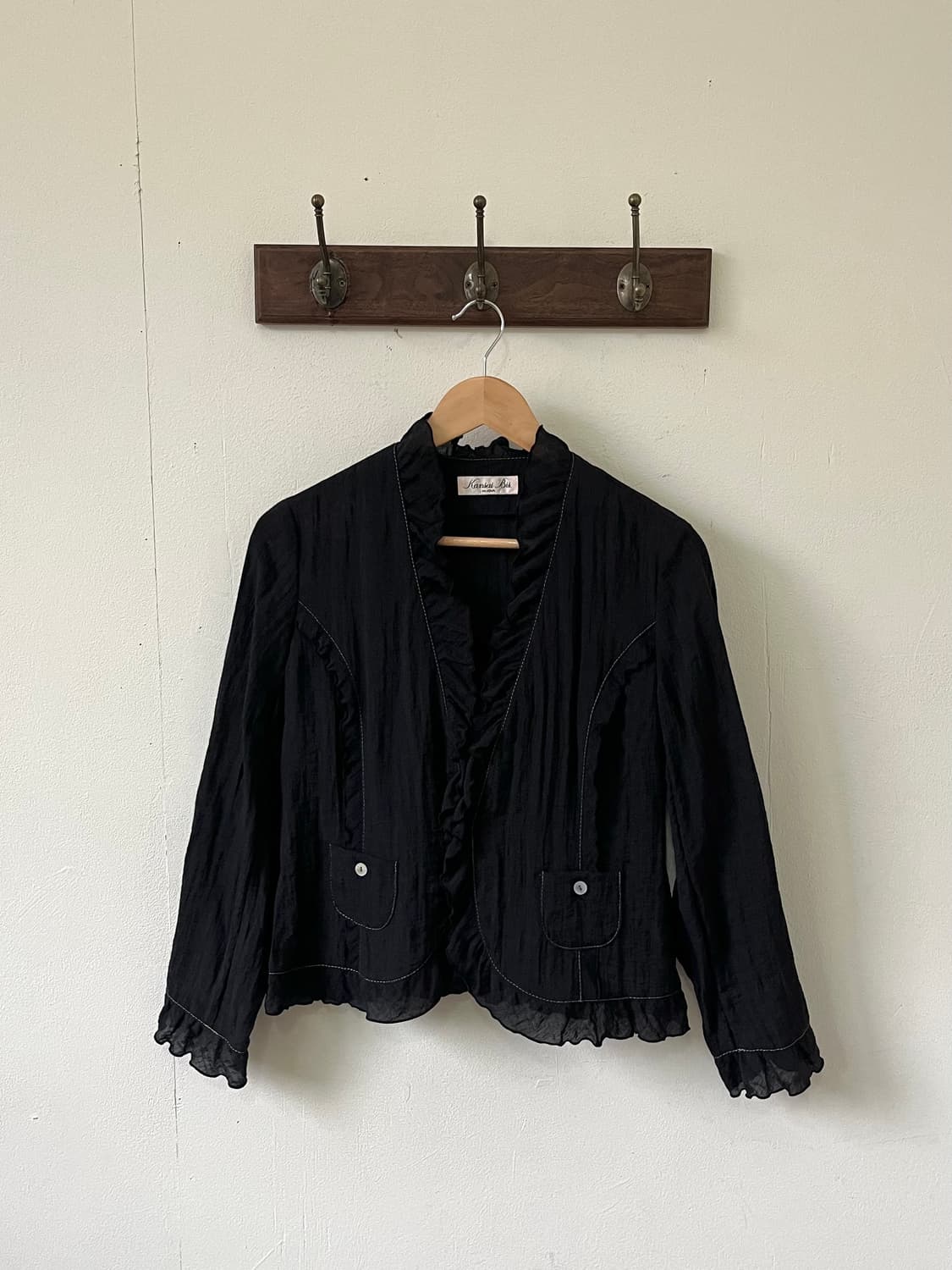 Kansai Bis 블랙 셔링 자켓 상품이미지1