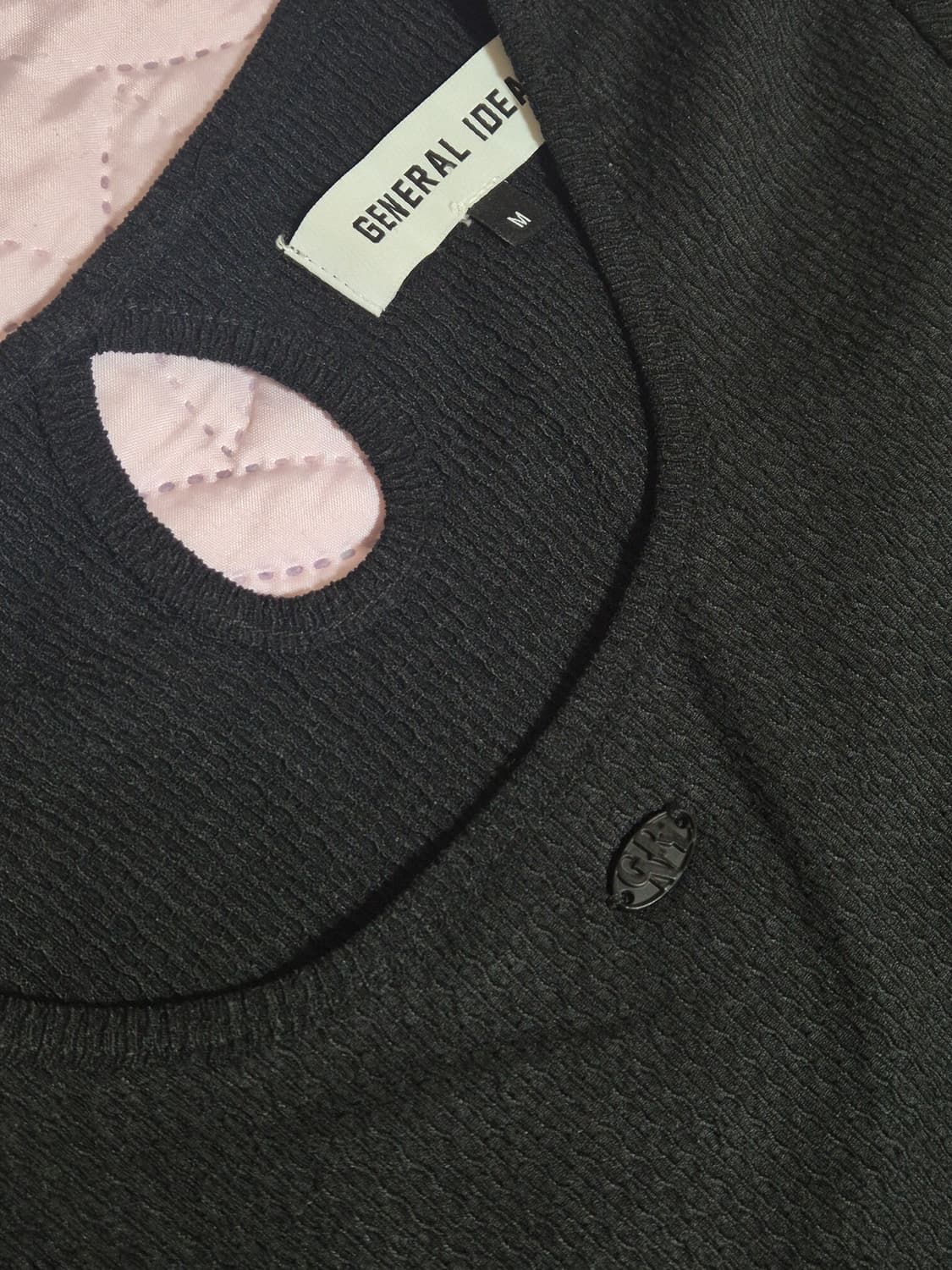 제너럴아이디어 U넥 라운드 스퀘어넥 바인딩 셔링 반팔티 블랙 상품이미지4