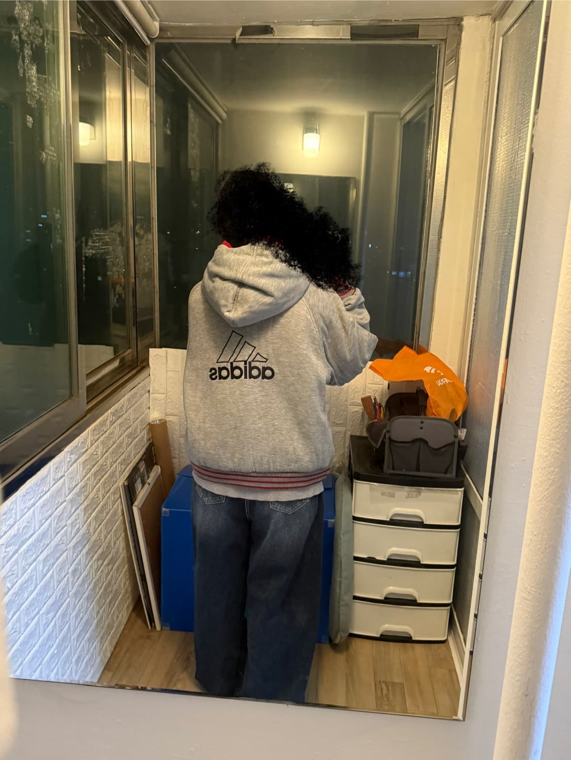 아디다스 90s 올드스쿨 리버시블 빅 로고 점퍼 L (착샷o) 상품이미지4