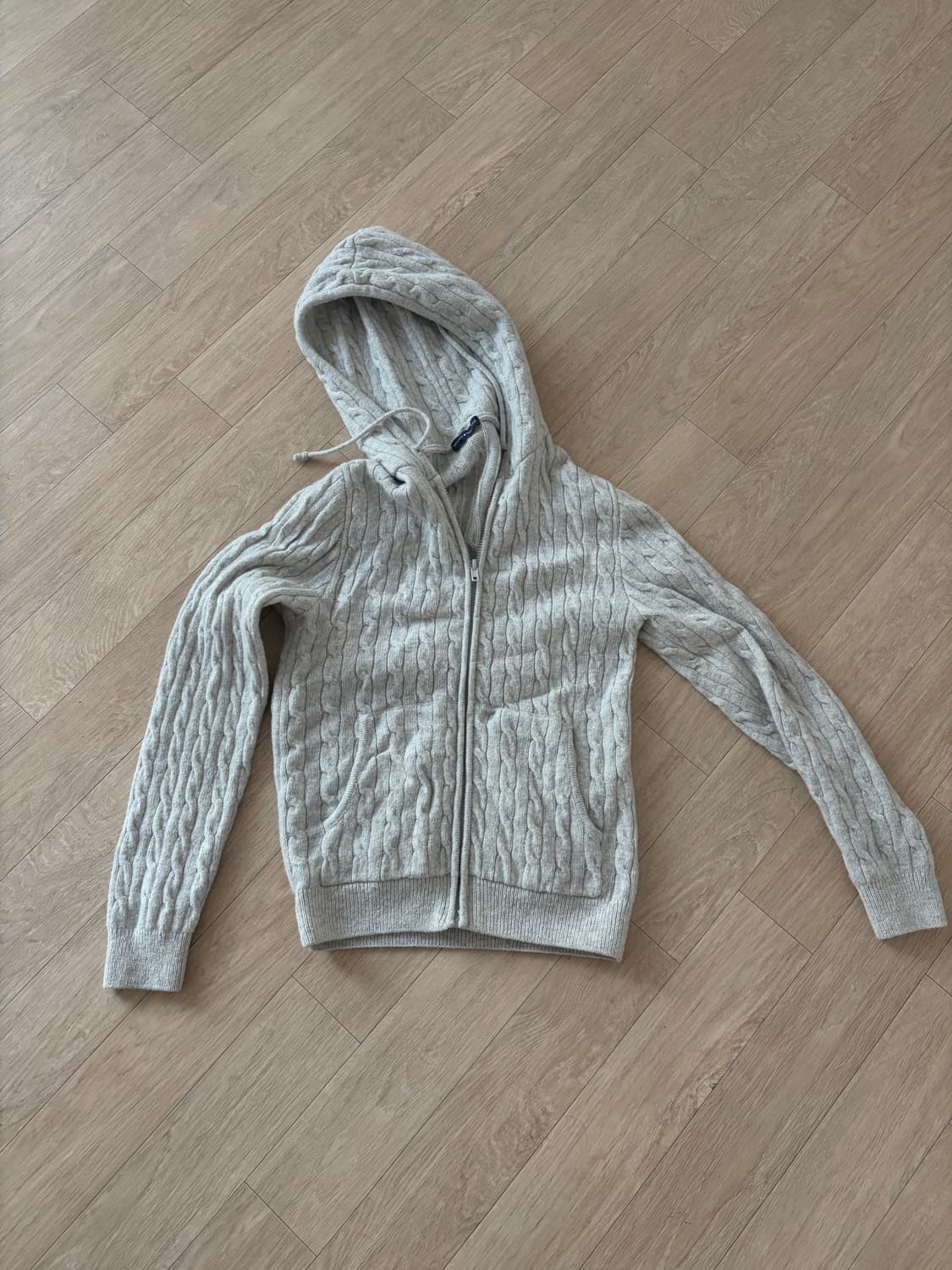 브랜디멜빌 light grey cable knit hoodie 집업 상품이미지1