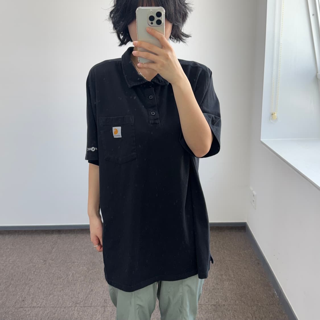 Carhartt 칼하트 원포켓 블랙 반팔 카라티 상품이미지1