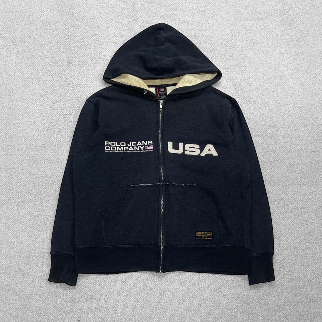 폴로 진스 컴퍼니 USA 써멀 후드집업 차콜 상품이미지1