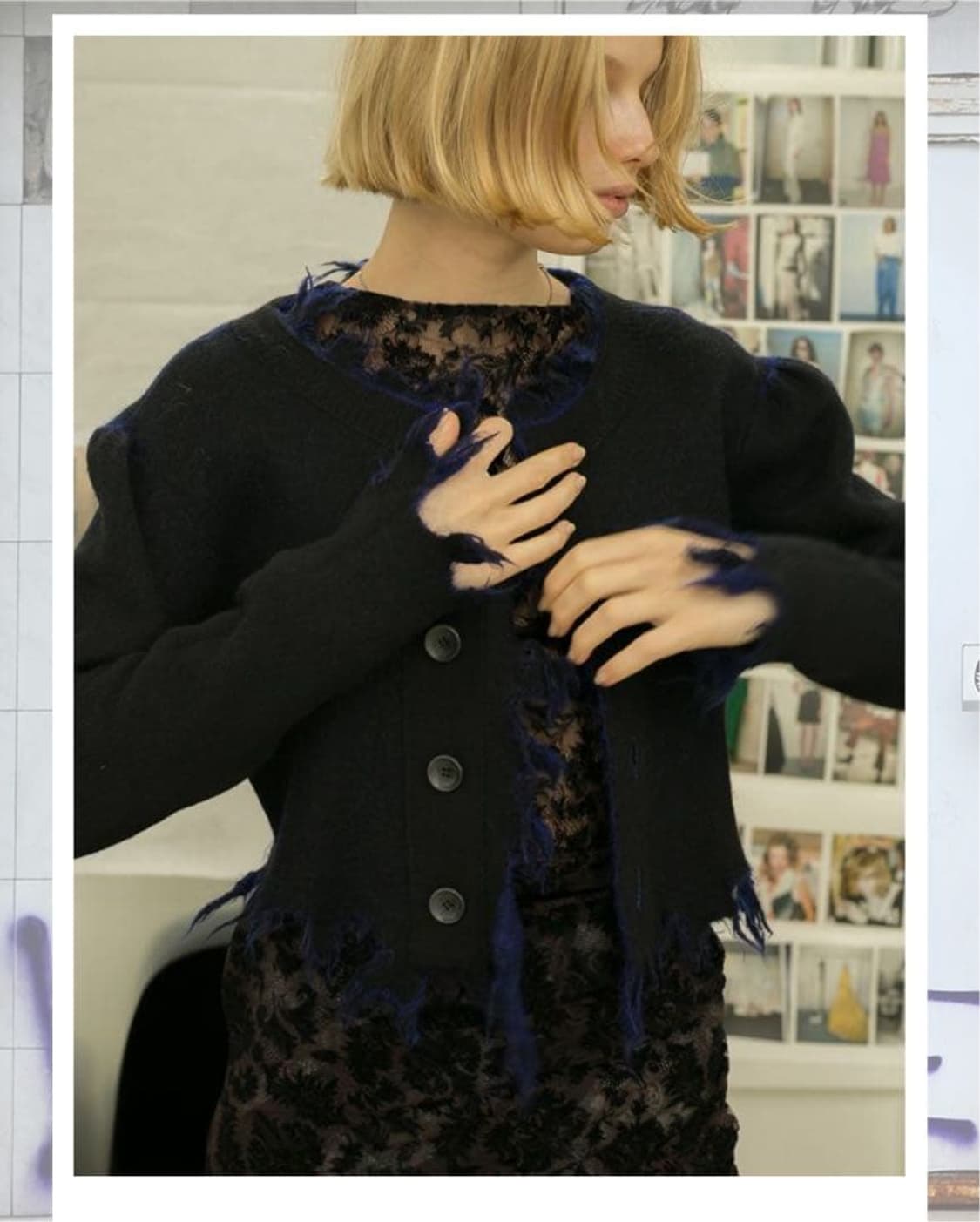 F) 퍼버즈 PERVERZE 모헤어 리버서블 대미지 가디건 상품이미지10