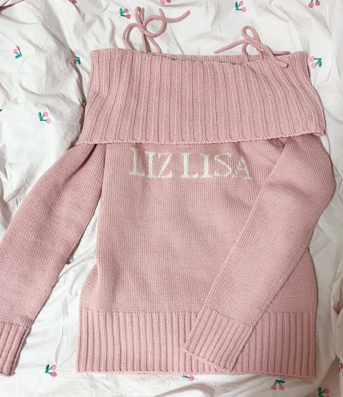 리즈리사 핑크 오프숄더 니트 빈티지 로걀 히메갸루 라떼갸루 상품이미지2