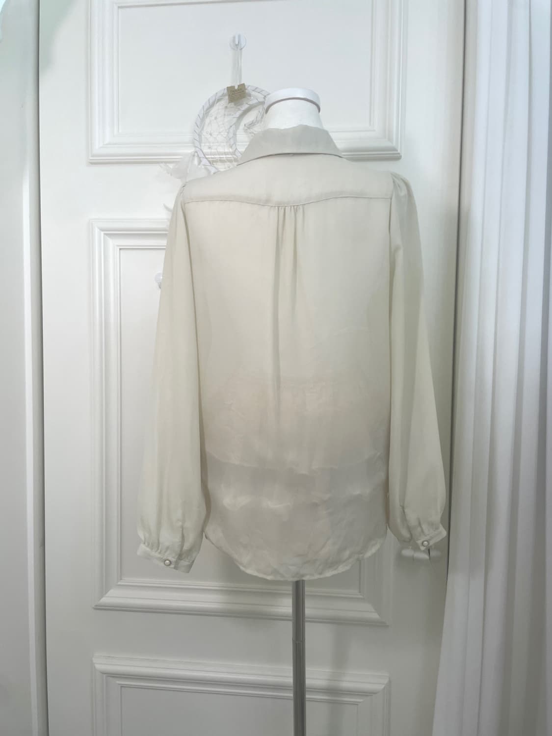 butter lace trim black bow blouse 상품이미지3