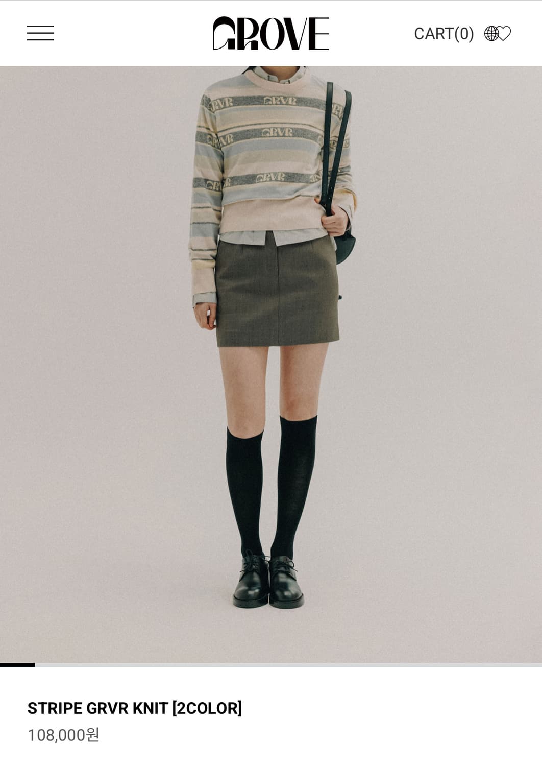 GROVE(그로브) grvr 로고 스트라이프 니트 핑크  상품이미지3