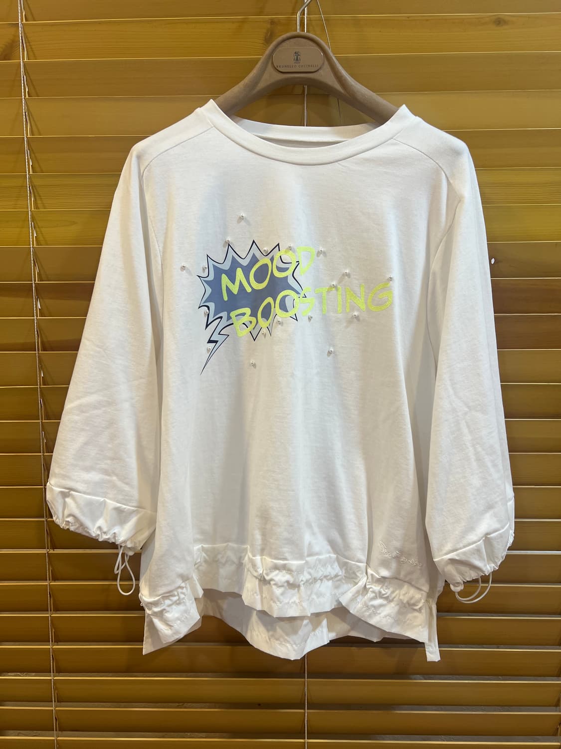 손정완 여성 아이보리 스트링배색 코튼티셔츠 상품이미지2