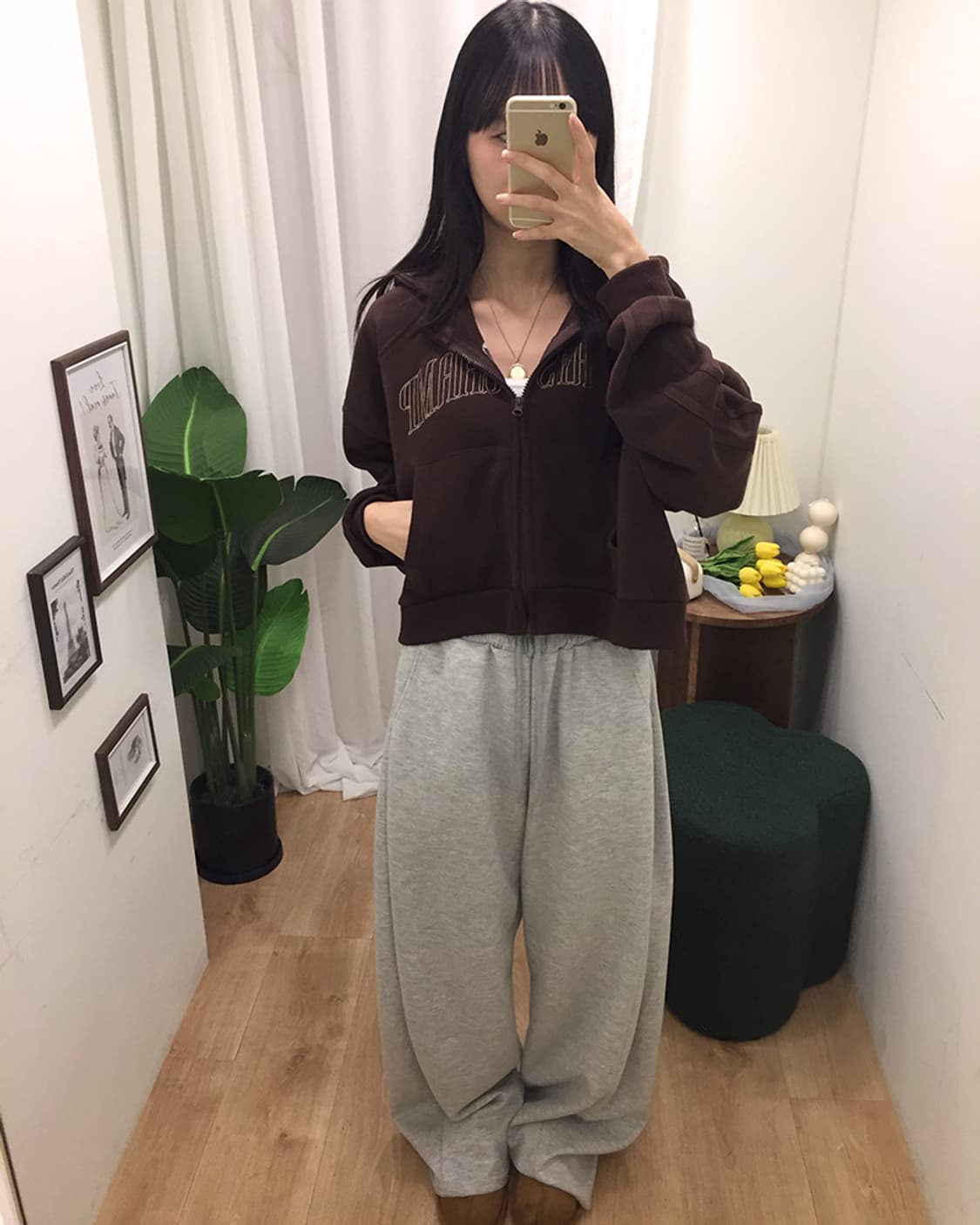 여성 하덱스 크롭 후드집업 100 상품이미지2